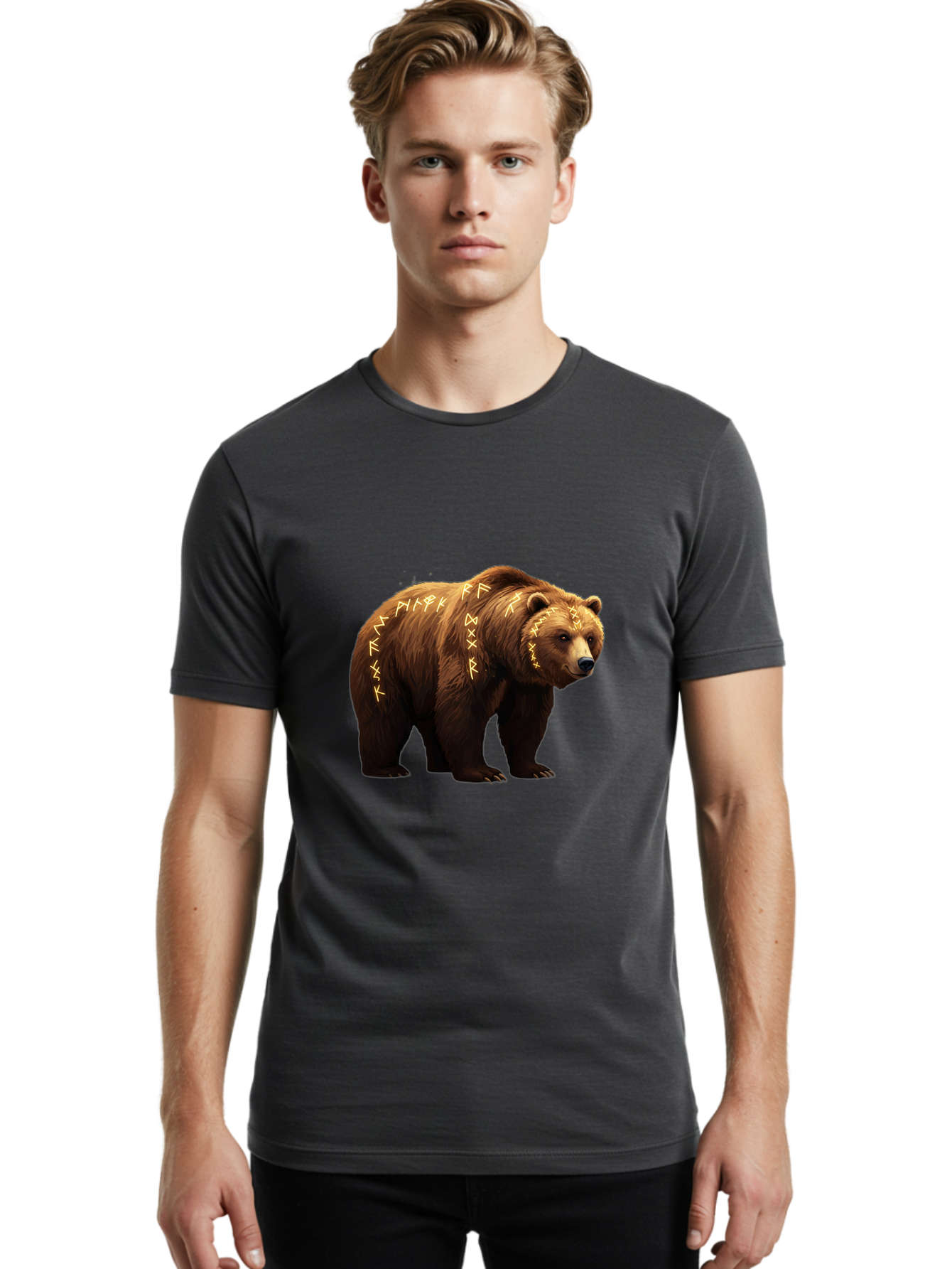Brown-Bear-With-Runic-Symbols Men'S Graphic Tee, 100% Cotton, Comfortable Casual Summer Wear, Machine Washable, Vintage Camera, Old Camera, Antique Camera, Black Camera, Classic Photography, Photography Equipment, Nostalgic Device, Bae931