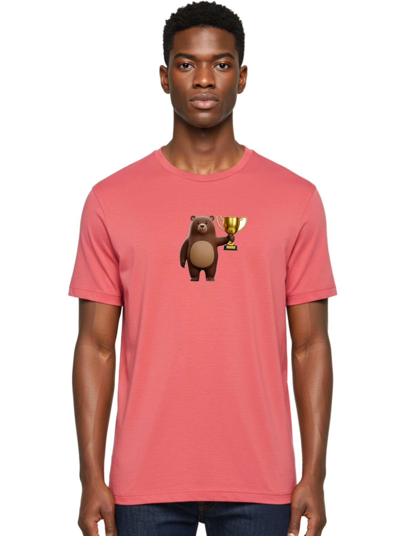 Brown-Bear-With-Trophy Men'S Graphic Tee, 100% Cotton, Comfortable Casual Summer Wear, Machine Washable, Vintage Camera, Old Camera, Antique Camera, Black Camera, Classic Photography, Photography Equipment, Nostalgic Device, Film Camera, Bae932