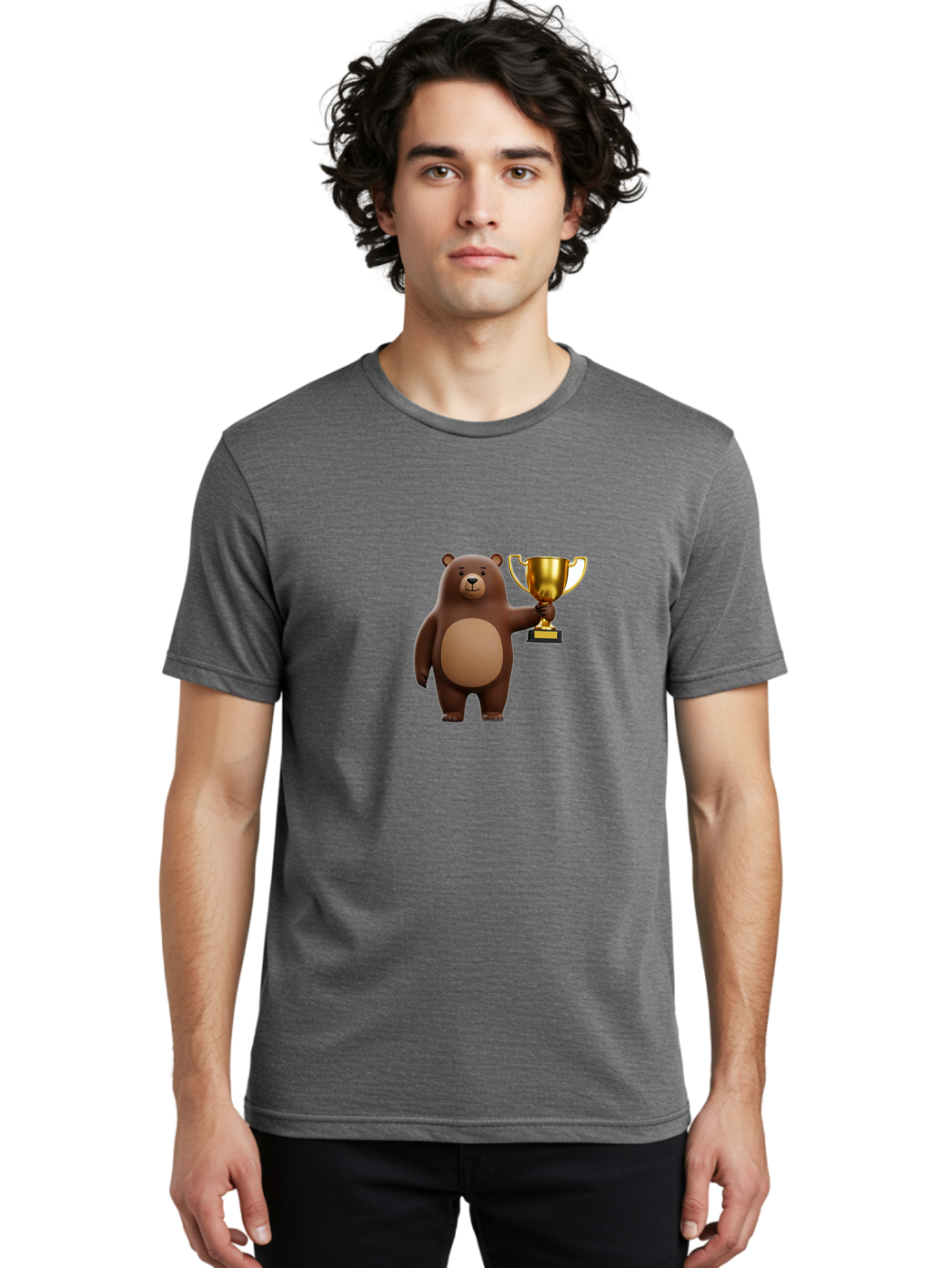 Brown-Bear-With-Trophy Men'S Graphic Tee, 100% Cotton, Comfortable Casual Summer Wear, Machine Washable, Vintage Camera, Old Camera, Antique Camera, Black Camera, Classic Photography, Photography Equipment, Nostalgic Device, Film Camera, Bae932