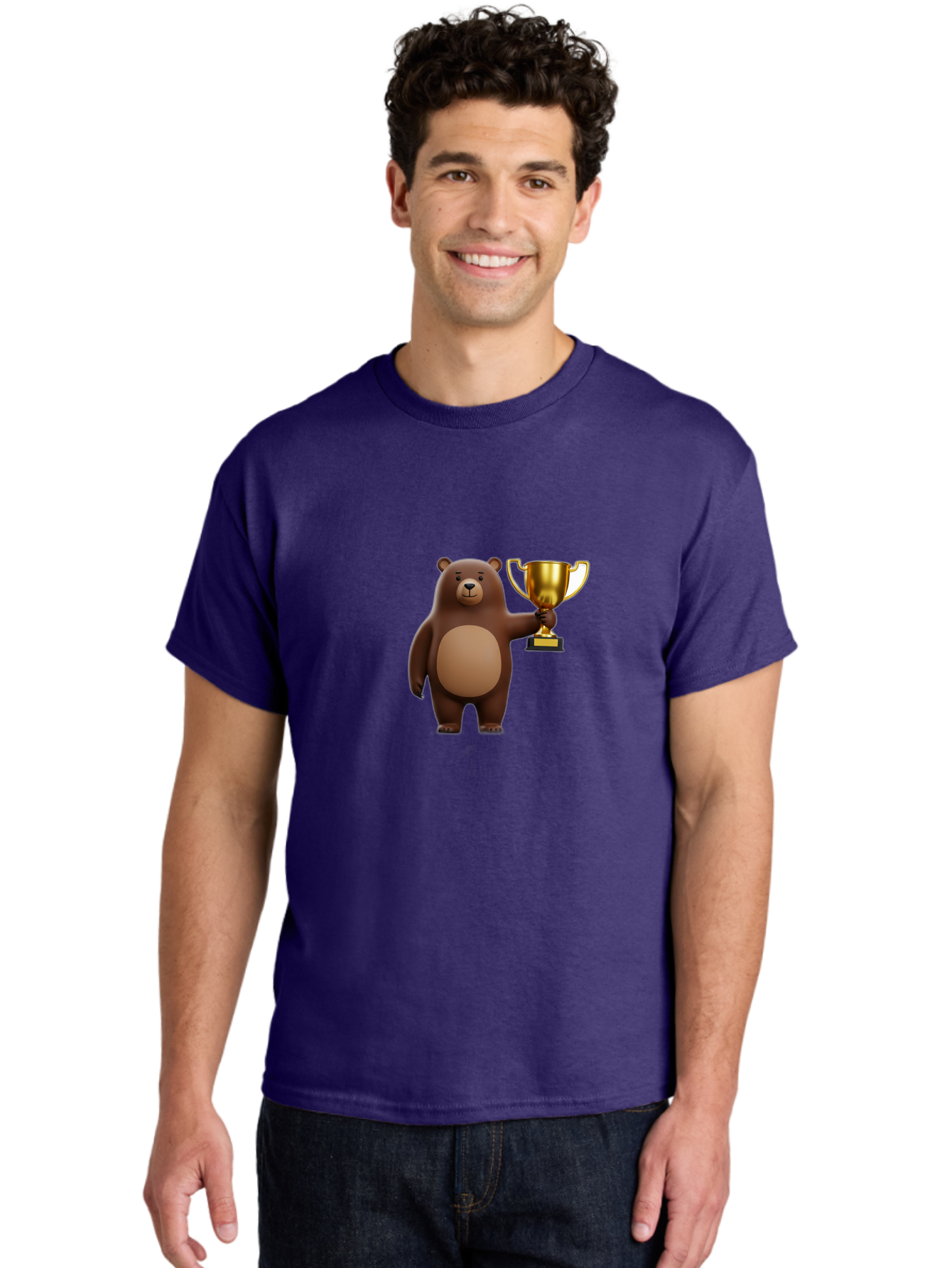Brown-Bear-With-Trophy Men'S Graphic Tee, 100% Cotton, Comfortable Casual Summer Wear, Machine Washable, Vintage Camera, Old Camera, Antique Camera, Black Camera, Classic Photography, Photography Equipment, Nostalgic Device, Film Camera, Bae932