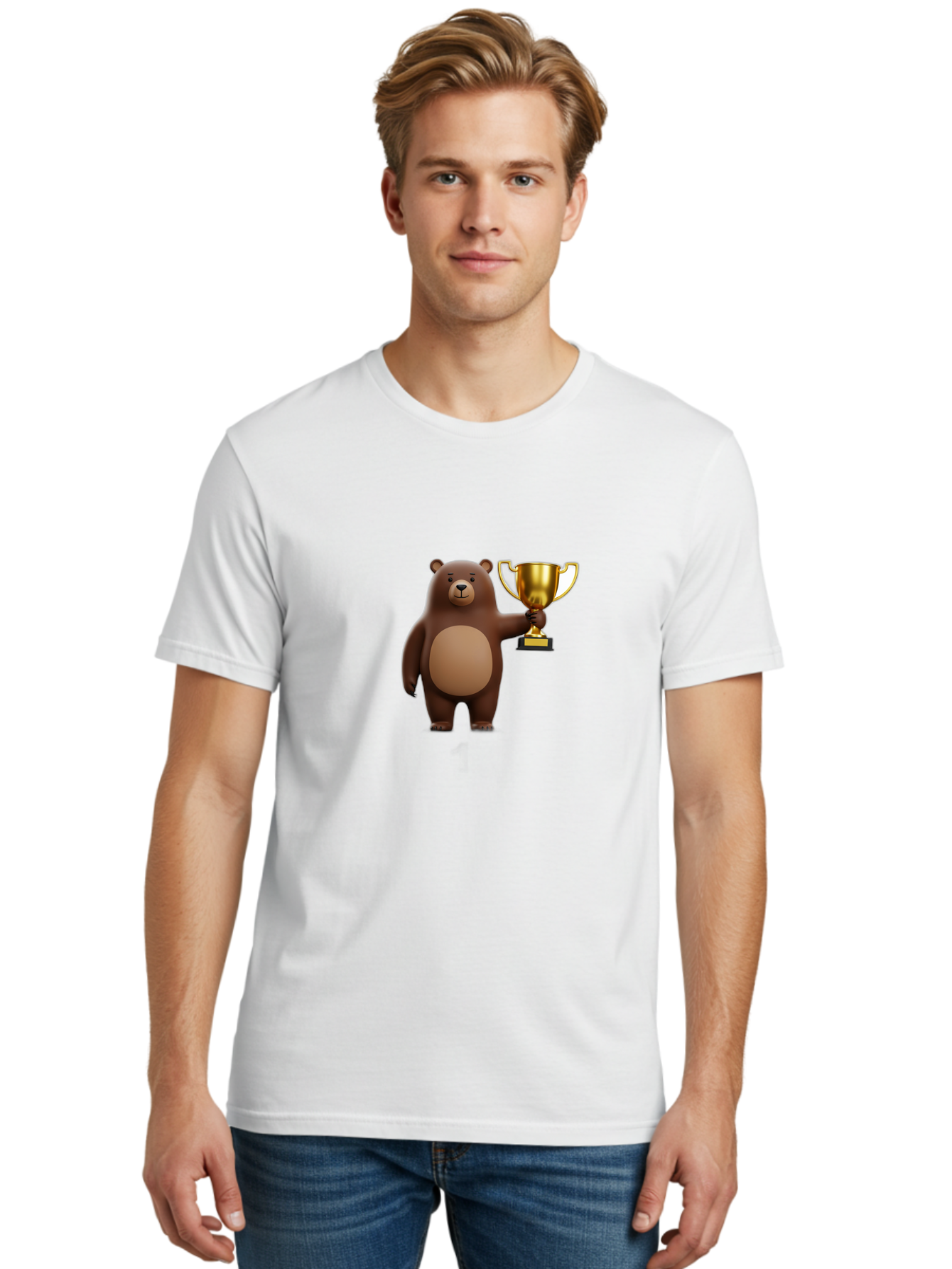 Brown-Bear-With-Trophy Men'S Graphic Tee, 100% Cotton, Comfortable Casual Summer Wear, Machine Washable, Vintage Camera, Old Camera, Antique Camera, Black Camera, Classic Photography, Photography Equipment, Nostalgic Device, Film Camera, Bae932