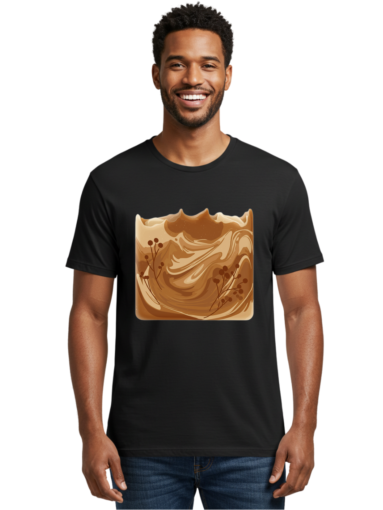 Brown-Swirl-Soap Men'S Graphic Tee, 100% Cotton, Comfortable Casual Summer Wear, Machine Washable, Vintage Camera, Old Camera, Antique Camera, Black Camera, Classic Photography, Photography Equipment, Nostalgic Device, Film Camera, Camera Art Bae934