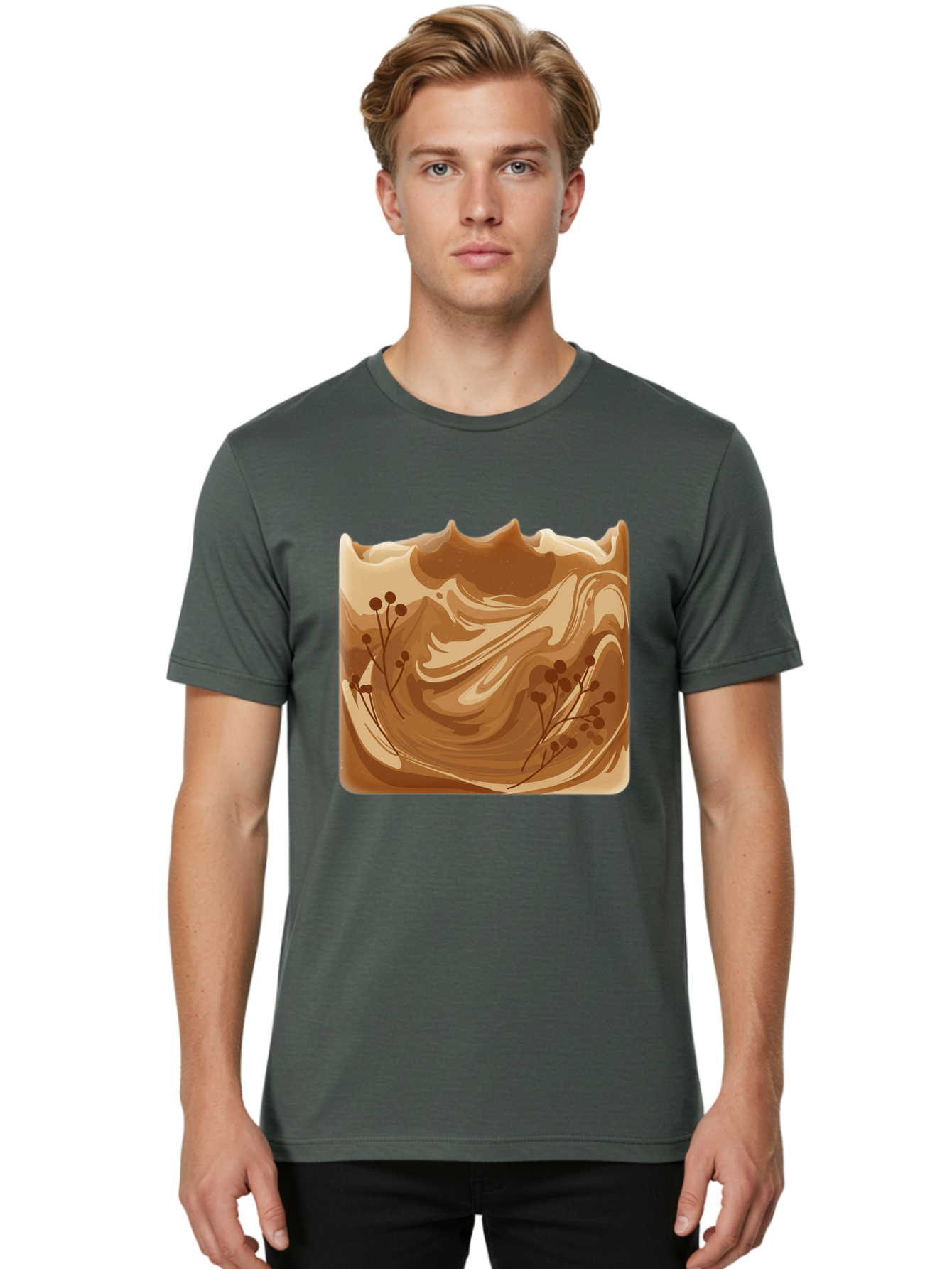 Brown-Swirl-Soap Men'S Graphic Tee, 100% Cotton, Comfortable Casual Summer Wear, Machine Washable, Vintage Camera, Old Camera, Antique Camera, Black Camera, Classic Photography, Photography Equipment, Nostalgic Device, Film Camera, Camera Art Bae934