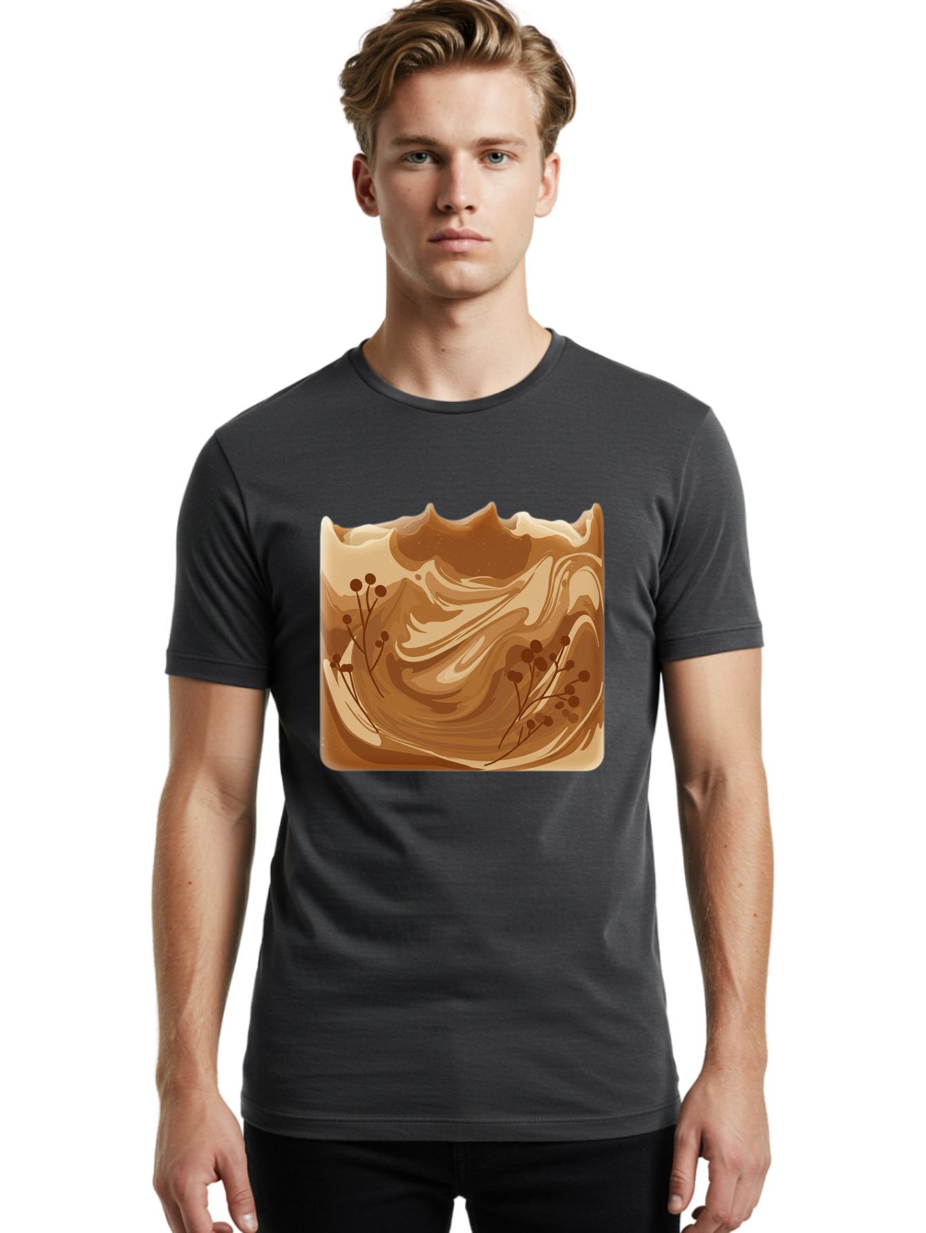 Brown-Swirl-Soap Men'S Graphic Tee, 100% Cotton, Comfortable Casual Summer Wear, Machine Washable, Vintage Camera, Old Camera, Antique Camera, Black Camera, Classic Photography, Photography Equipment, Nostalgic Device, Film Camera, Camera Art Bae934