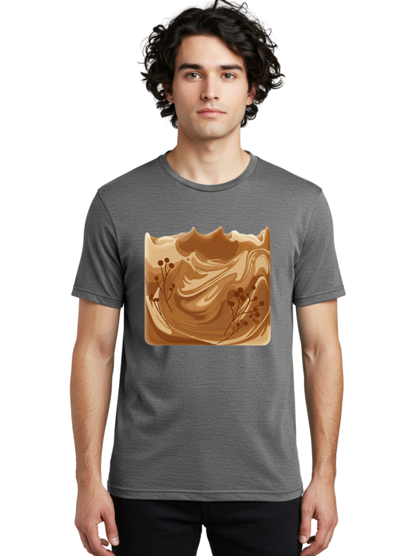 Brown-Swirl-Soap Men'S Graphic Tee, 100% Cotton, Comfortable Casual Summer Wear, Machine Washable, Vintage Camera, Old Camera, Antique Camera, Black Camera, Classic Photography, Photography Equipment, Nostalgic Device, Film Camera, Camera Art Bae934