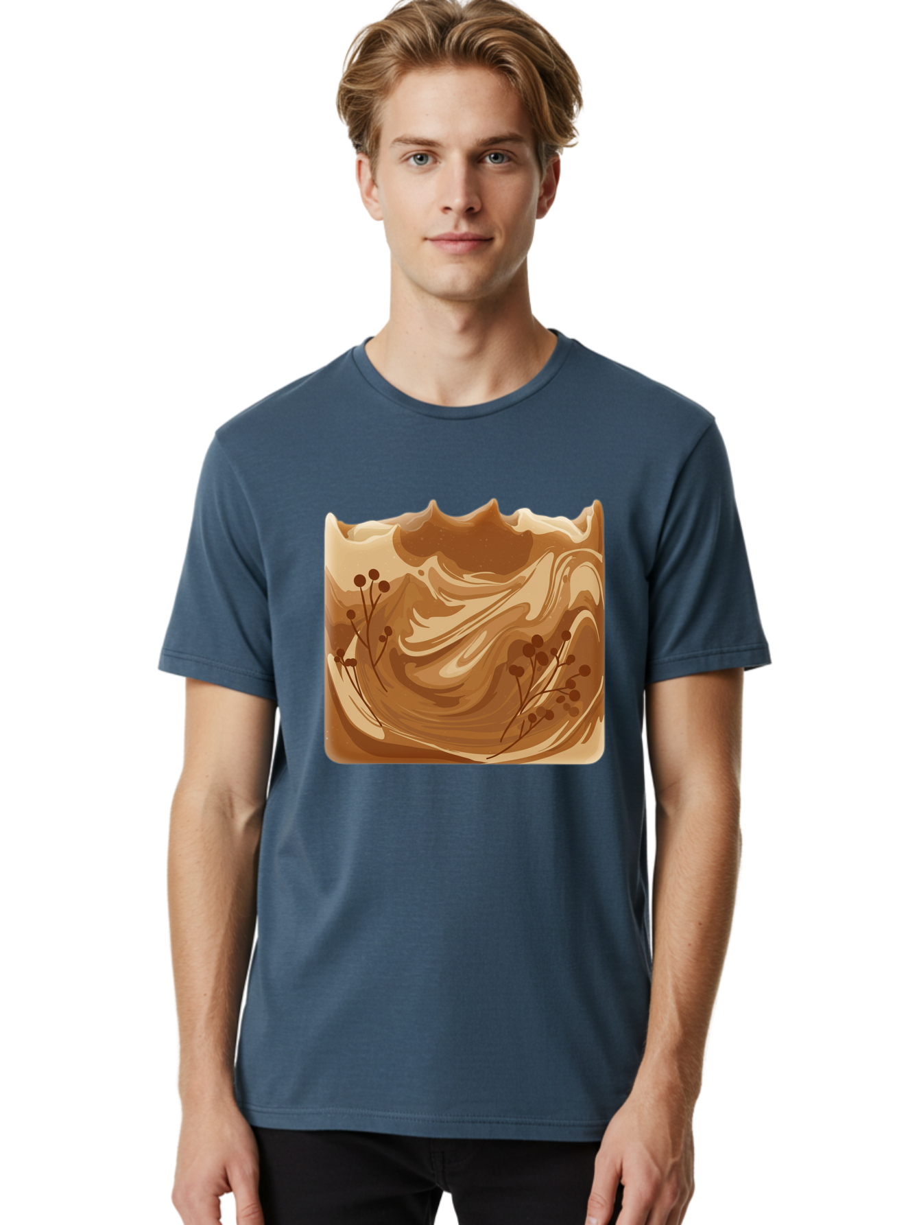 Brown-Swirl-Soap Men'S Graphic Tee, 100% Cotton, Comfortable Casual Summer Wear, Machine Washable, Vintage Camera, Old Camera, Antique Camera, Black Camera, Classic Photography, Photography Equipment, Nostalgic Device, Film Camera, Camera Art Bae934