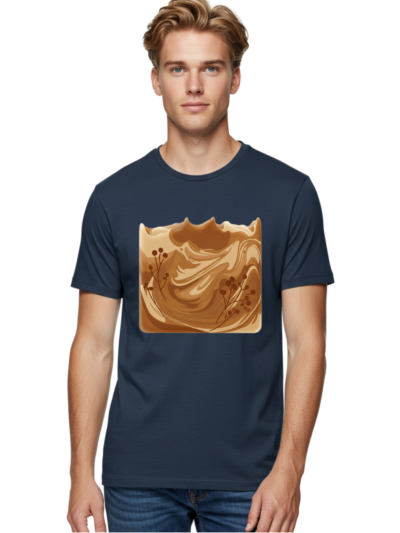 Brown-Swirl-Soap Men'S Graphic Tee, 100% Cotton, Comfortable Casual Summer Wear, Machine Washable, Vintage Camera, Old Camera, Antique Camera, Black Camera, Classic Photography, Photography Equipment, Nostalgic Device, Film Camera, Camera Art Bae934