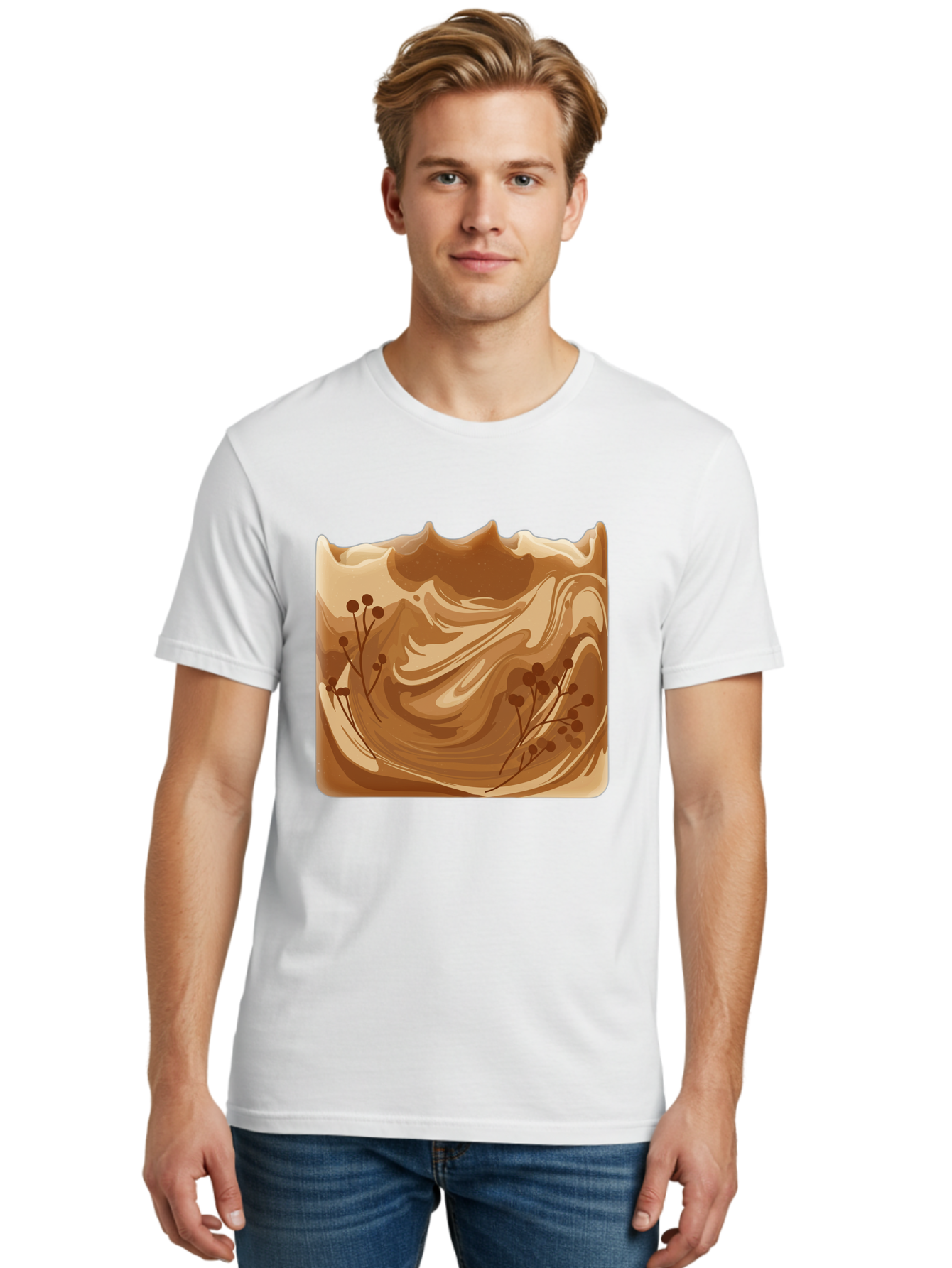 Brown-Swirl-Soap Men'S Graphic Tee, 100% Cotton, Comfortable Casual Summer Wear, Machine Washable, Vintage Camera, Old Camera, Antique Camera, Black Camera, Classic Photography, Photography Equipment, Nostalgic Device, Film Camera, Camera Art Bae934