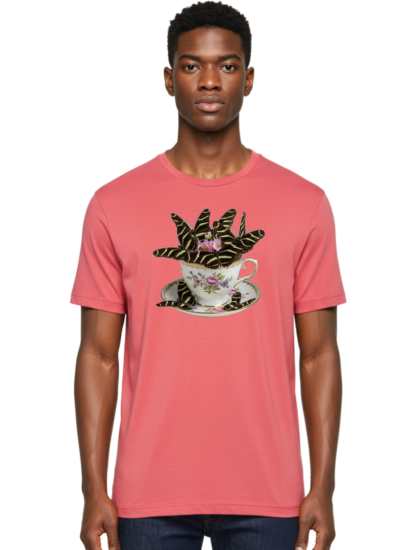 Butterflies-In-Tea-Cup Men'S Graphic Tee, 100% Cotton, Comfortable Casual Summer Wear, Machine Washable, Vintage Camera, Old Camera, Antique Camera, Black Camera, Classic Photography, Photography Equipment, Nostalgic Device, Film Camera, Bae939
