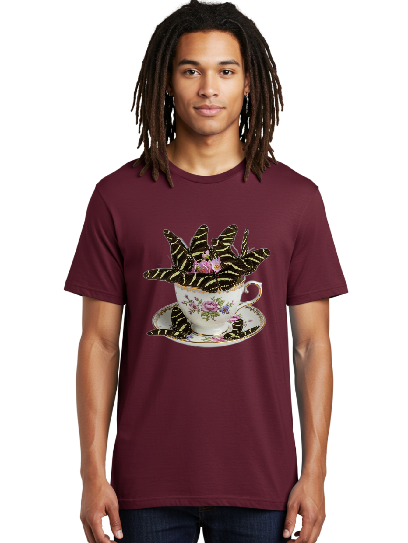 Butterflies-In-Tea-Cup Men'S Graphic Tee, 100% Cotton, Comfortable Casual Summer Wear, Machine Washable, Vintage Camera, Old Camera, Antique Camera, Black Camera, Classic Photography, Photography Equipment, Nostalgic Device, Film Camera, Bae939