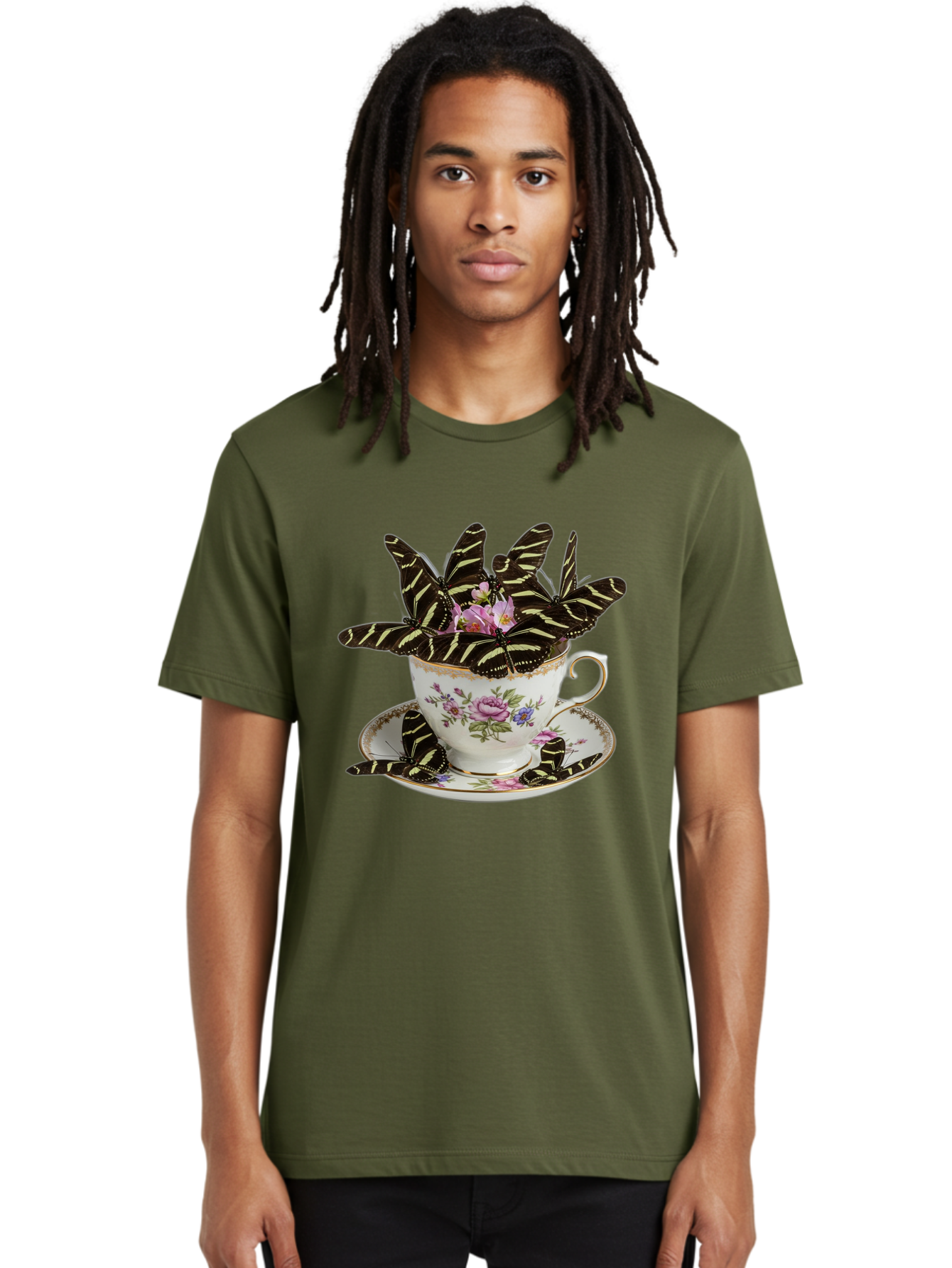 Butterflies-In-Tea-Cup Men'S Graphic Tee, 100% Cotton, Comfortable Casual Summer Wear, Machine Washable, Vintage Camera, Old Camera, Antique Camera, Black Camera, Classic Photography, Photography Equipment, Nostalgic Device, Film Camera, Bae939