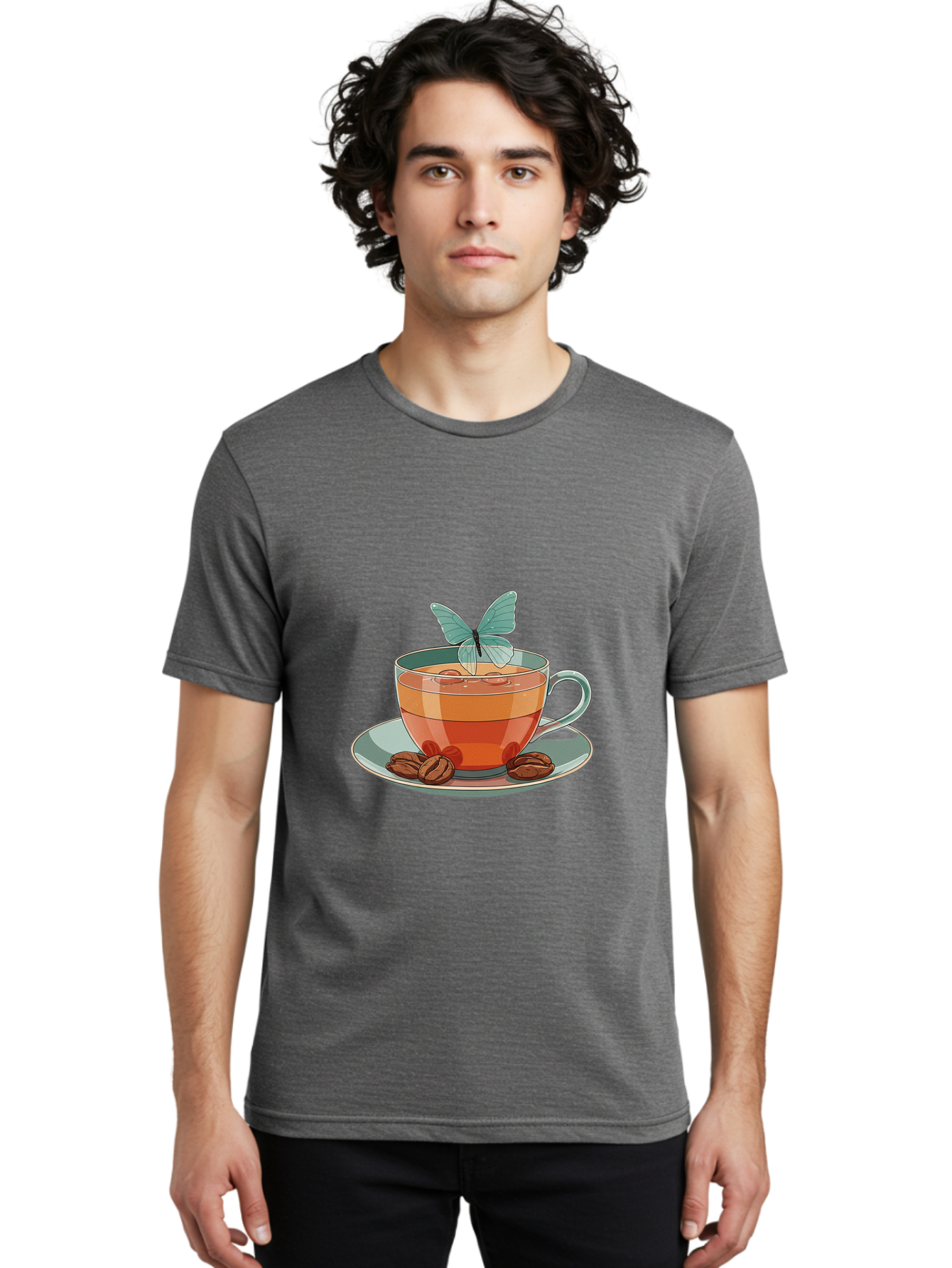 Butterfly-Coffee-Cup Men'S Graphic Tee, 100% Cotton, Comfortable Casual Summer Wear, Machine Washable, Vintage Camera, Old Camera, Antique Camera, Black Camera, Classic Photography, Photography Equipment, Nostalgic Device, Film Camera, Bae940