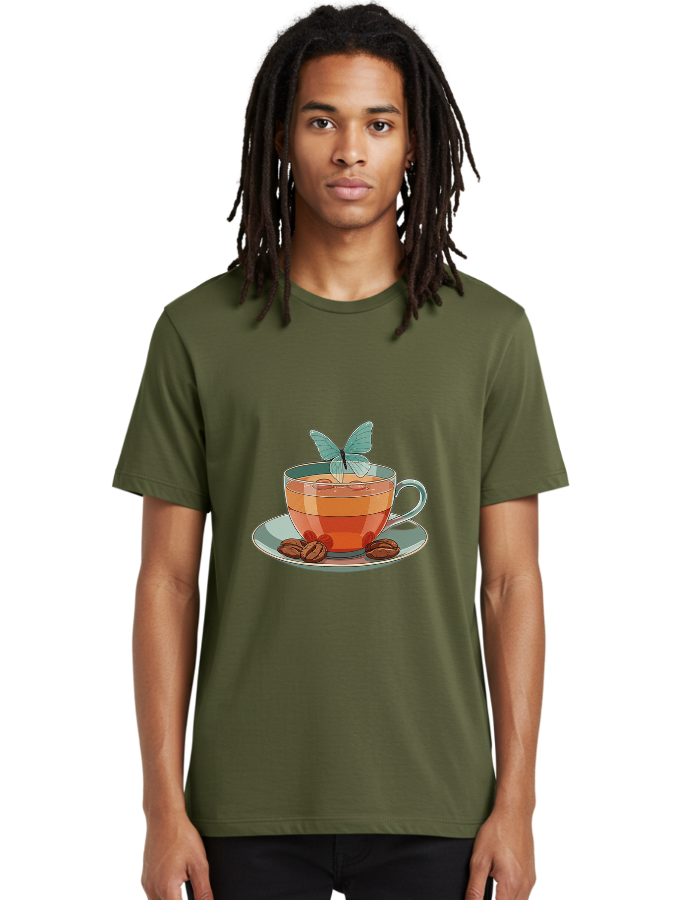 Butterfly-Coffee-Cup Men'S Graphic Tee, 100% Cotton, Comfortable Casual Summer Wear, Machine Washable, Vintage Camera, Old Camera, Antique Camera, Black Camera, Classic Photography, Photography Equipment, Nostalgic Device, Film Camera, Bae940
