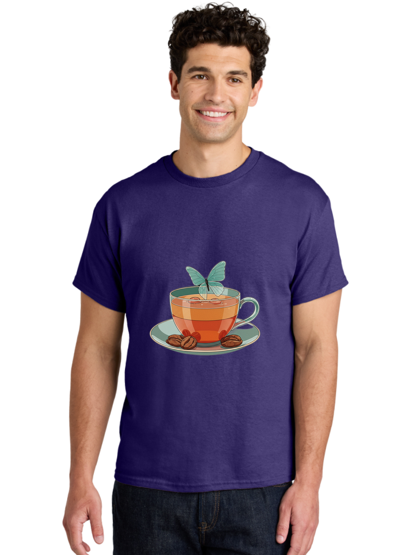 Butterfly-Coffee-Cup Men'S Graphic Tee, 100% Cotton, Comfortable Casual Summer Wear, Machine Washable, Vintage Camera, Old Camera, Antique Camera, Black Camera, Classic Photography, Photography Equipment, Nostalgic Device, Film Camera, Bae940