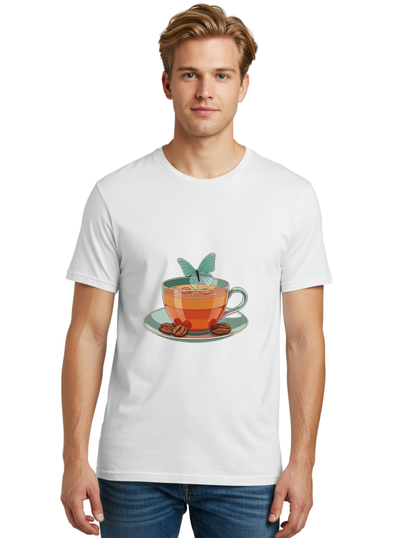 Butterfly-Coffee-Cup Men'S Graphic Tee, 100% Cotton, Comfortable Casual Summer Wear, Machine Washable, Vintage Camera, Old Camera, Antique Camera, Black Camera, Classic Photography, Photography Equipment, Nostalgic Device, Film Camera, Bae940