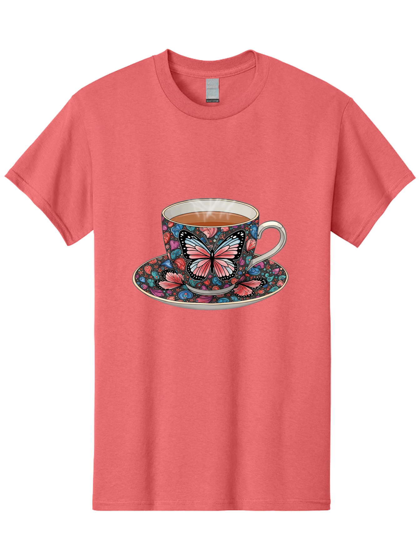 Butterfly-Tea-Cup-1 Men'S Graphic Tee, 100% Cotton, Comfortable Casual Summer Wear, Machine Washable, Vintage Camera, Old Camera, Antique Camera, Black Camera, Classic Photography, Photography Equipment, Nostalgic Device, Film Camera, Bae941