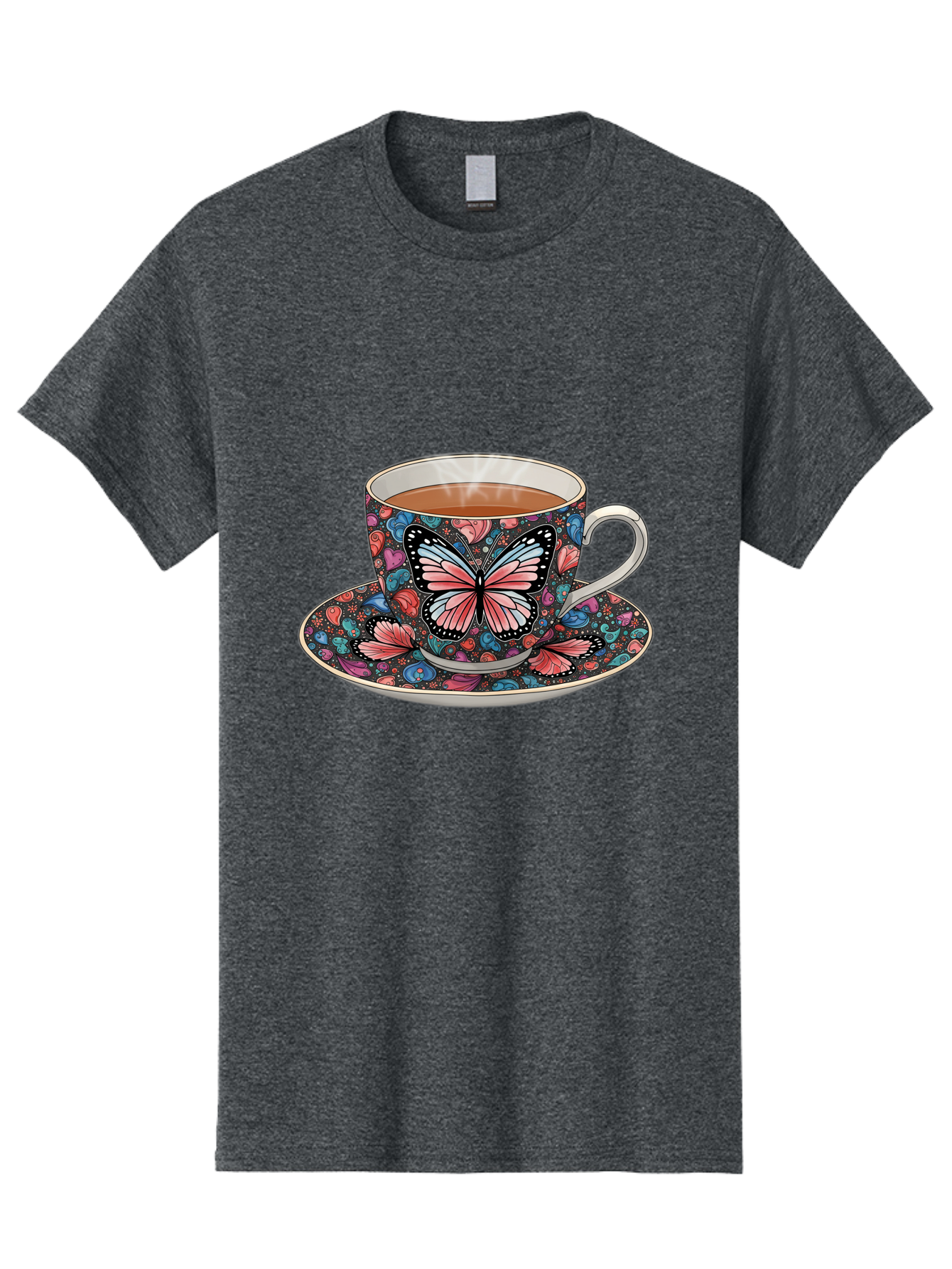 Butterfly-Tea-Cup-1 Men'S Graphic Tee, 100% Cotton, Comfortable Casual Summer Wear, Machine Washable, Vintage Camera, Old Camera, Antique Camera, Black Camera, Classic Photography, Photography Equipment, Nostalgic Device, Film Camera, Bae941