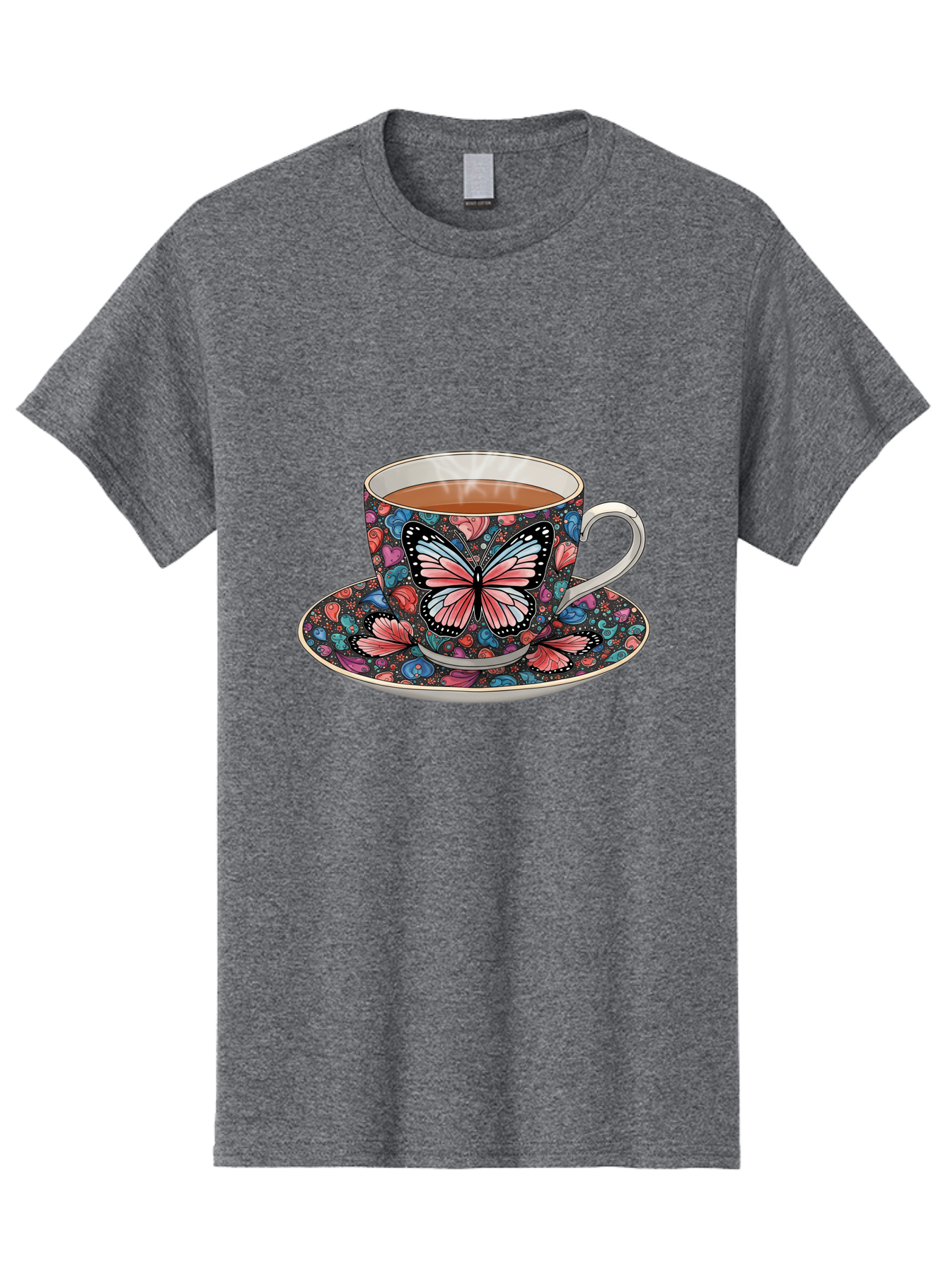 Butterfly-Tea-Cup-1 Men'S Graphic Tee, 100% Cotton, Comfortable Casual Summer Wear, Machine Washable, Vintage Camera, Old Camera, Antique Camera, Black Camera, Classic Photography, Photography Equipment, Nostalgic Device, Film Camera, Bae941
