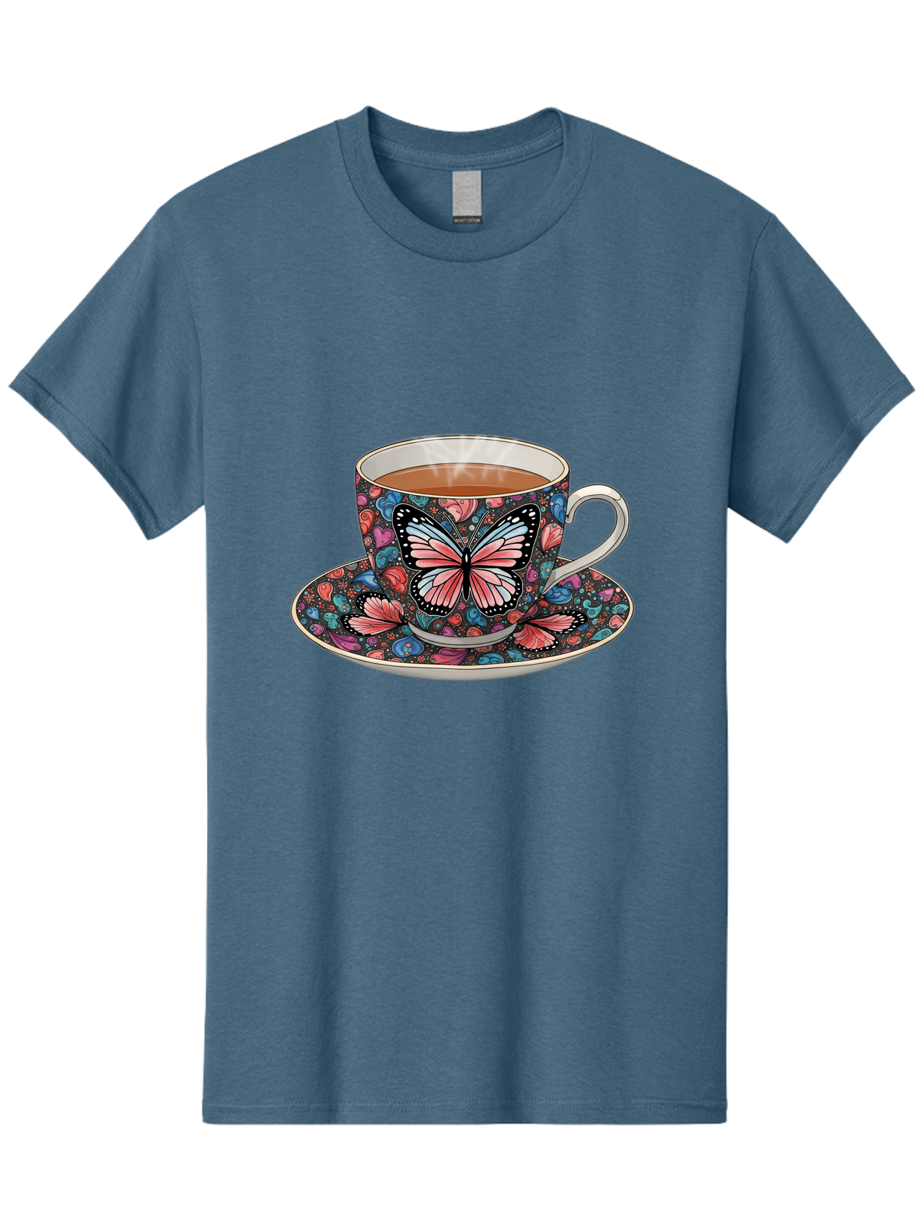 Butterfly-Tea-Cup-1 Men'S Graphic Tee, 100% Cotton, Comfortable Casual Summer Wear, Machine Washable, Vintage Camera, Old Camera, Antique Camera, Black Camera, Classic Photography, Photography Equipment, Nostalgic Device, Film Camera, Bae941