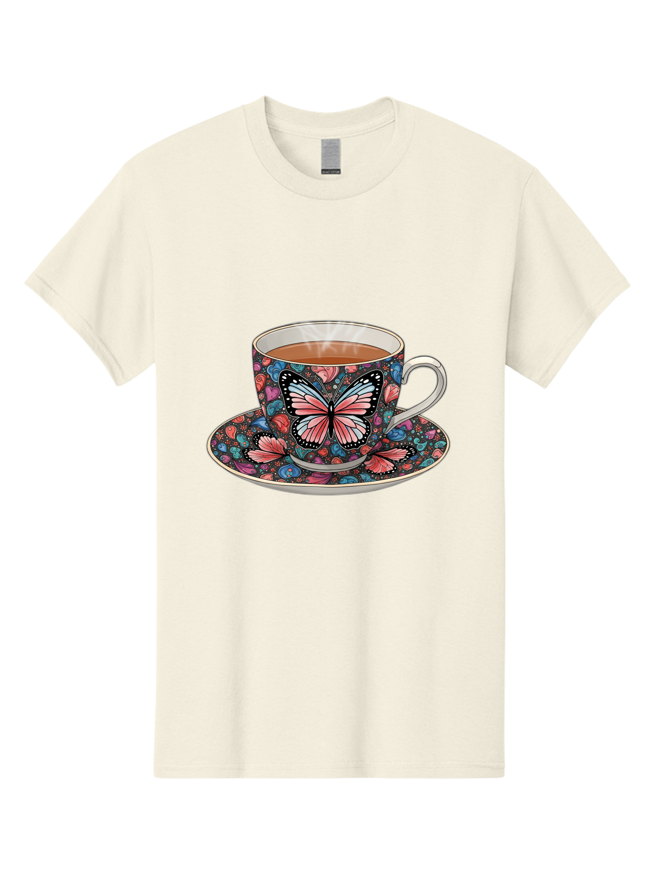 Butterfly-Tea-Cup-1 Men'S Graphic Tee, 100% Cotton, Comfortable Casual Summer Wear, Machine Washable, Vintage Camera, Old Camera, Antique Camera, Black Camera, Classic Photography, Photography Equipment, Nostalgic Device, Film Camera, Bae941