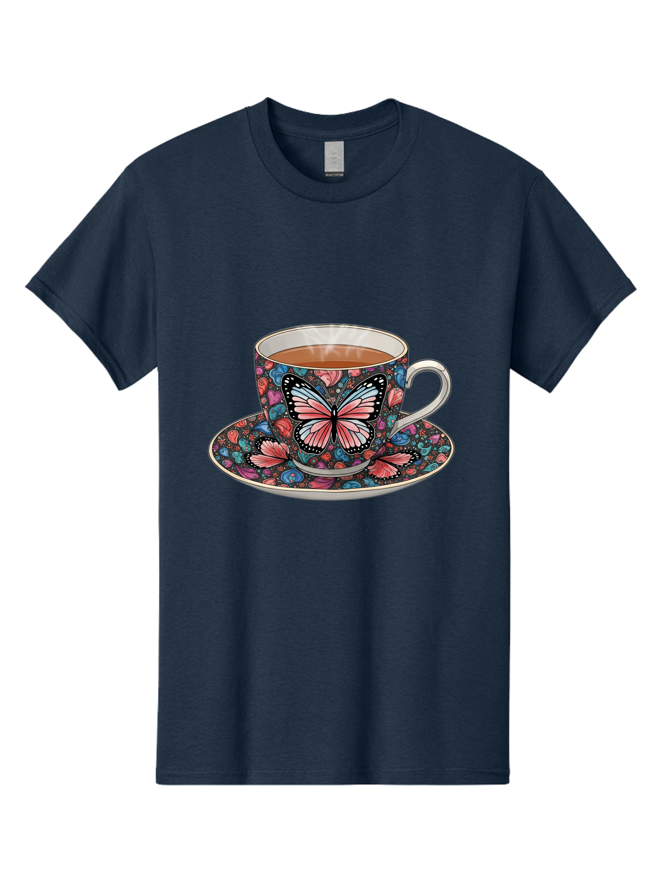 Butterfly-Tea-Cup-1 Men'S Graphic Tee, 100% Cotton, Comfortable Casual Summer Wear, Machine Washable, Vintage Camera, Old Camera, Antique Camera, Black Camera, Classic Photography, Photography Equipment, Nostalgic Device, Film Camera, Bae941