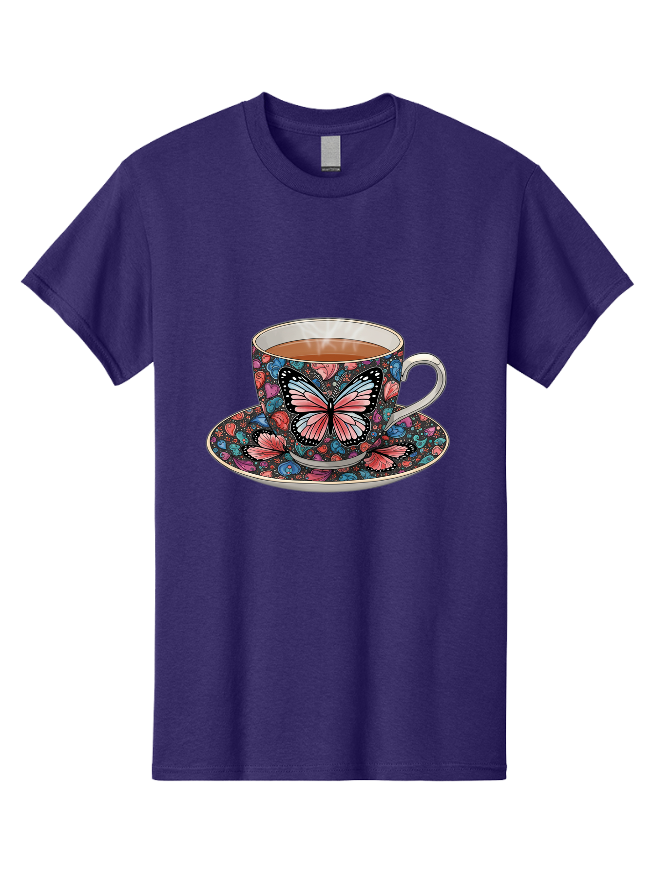 Butterfly-Tea-Cup-1 Men'S Graphic Tee, 100% Cotton, Comfortable Casual Summer Wear, Machine Washable, Vintage Camera, Old Camera, Antique Camera, Black Camera, Classic Photography, Photography Equipment, Nostalgic Device, Film Camera, Bae941