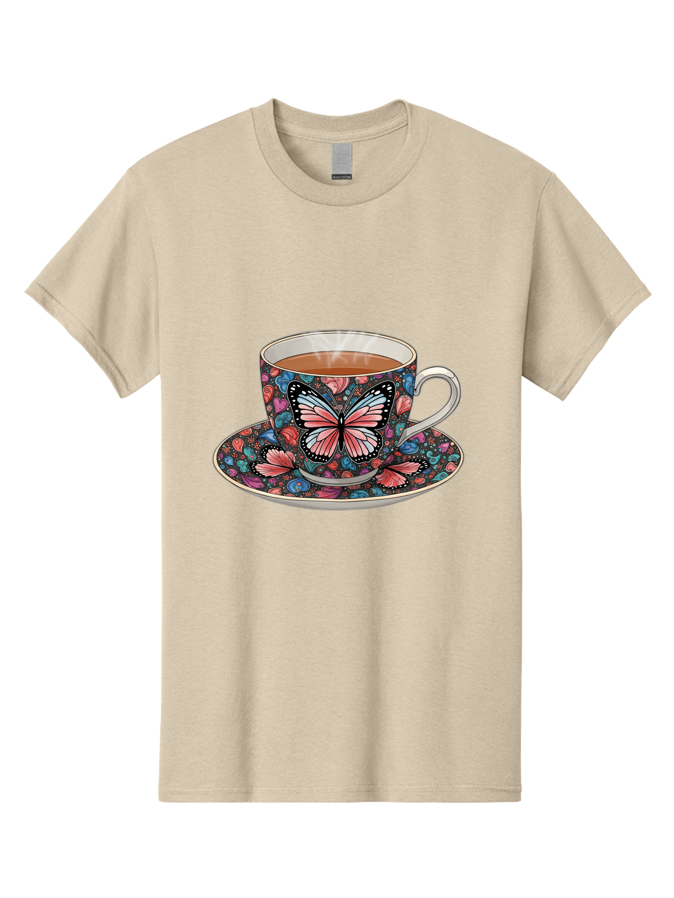 Butterfly-Tea-Cup-1 Men'S Graphic Tee, 100% Cotton, Comfortable Casual Summer Wear, Machine Washable, Vintage Camera, Old Camera, Antique Camera, Black Camera, Classic Photography, Photography Equipment, Nostalgic Device, Film Camera, Bae941