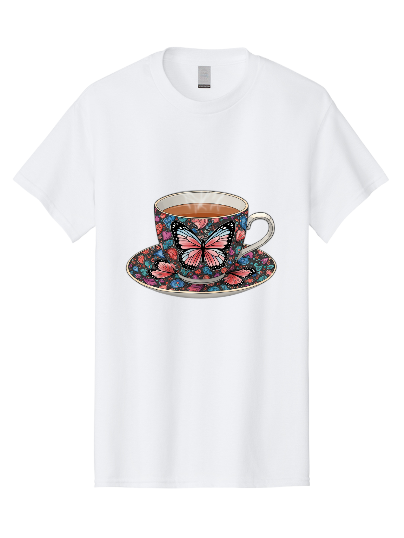 Butterfly-Tea-Cup-1 Men'S Graphic Tee, 100% Cotton, Comfortable Casual Summer Wear, Machine Washable, Vintage Camera, Old Camera, Antique Camera, Black Camera, Classic Photography, Photography Equipment, Nostalgic Device, Film Camera, Bae941