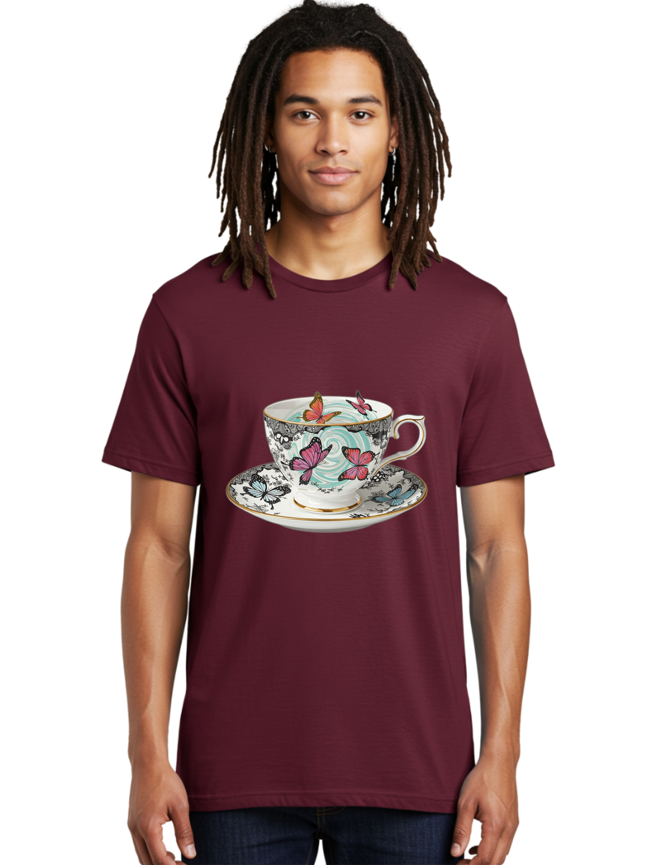 Butterfly-Tea-Cup Men'S Graphic Tee, 100% Cotton, Comfortable Casual Summer Wear, Machine Washable, Vintage Camera, Old Camera, Antique Camera, Black Camera, Classic Photography, Photography Equipment, Nostalgic Device, Film Camera, Camera Art Bae942