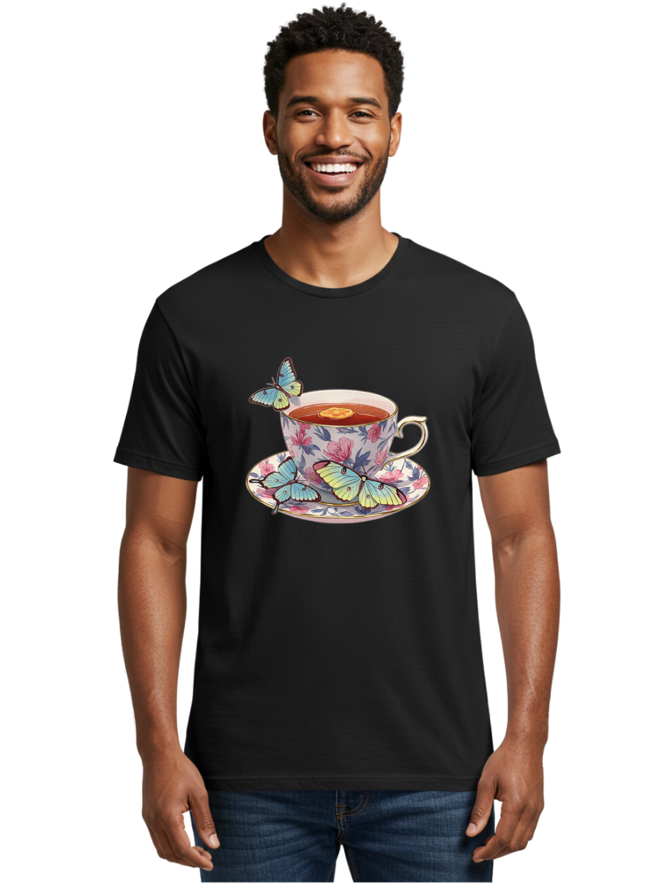 Butterfly-Tea Men'S Graphic Tee, 100% Cotton, Comfortable Casual Summer Wear, Machine Washable, Vintage Camera, Old Camera, Antique Camera, Black Camera, Classic Photography, Photography Equipment, Nostalgic Device, Film Camera, Camera Art Bae943