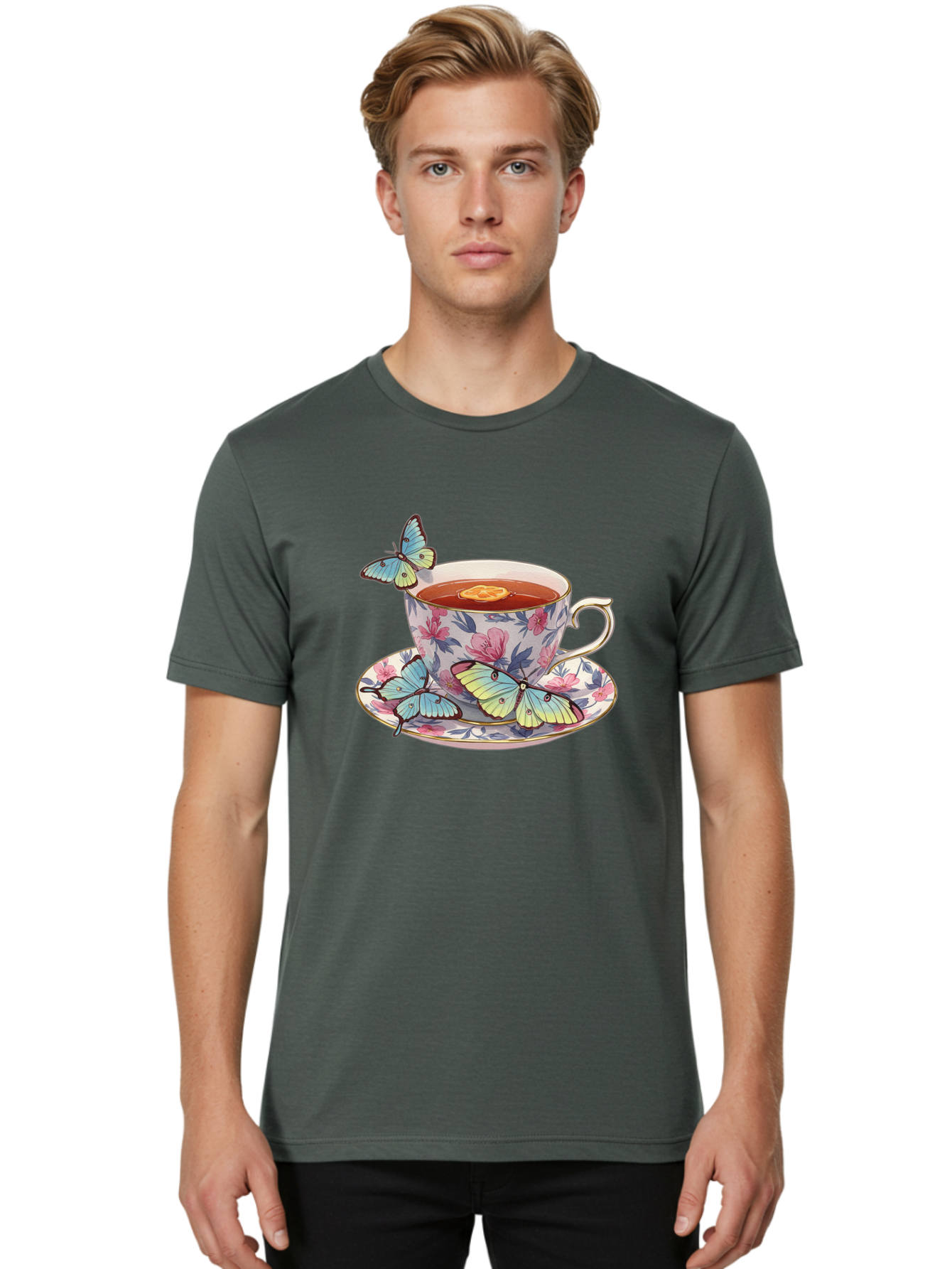 Butterfly-Tea Men'S Graphic Tee, 100% Cotton, Comfortable Casual Summer Wear, Machine Washable, Vintage Camera, Old Camera, Antique Camera, Black Camera, Classic Photography, Photography Equipment, Nostalgic Device, Film Camera, Camera Art Bae943