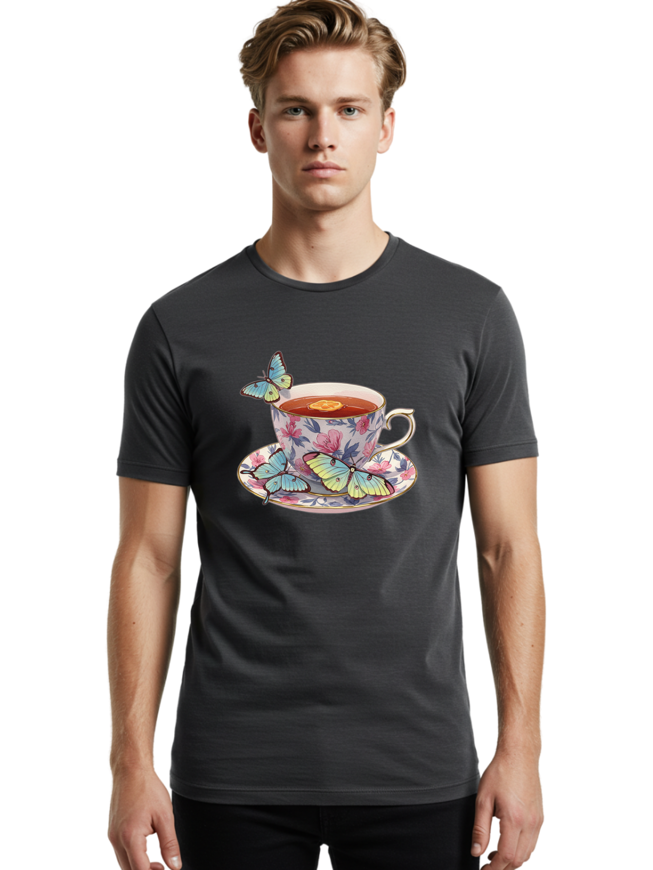 Butterfly-Tea Men'S Graphic Tee, 100% Cotton, Comfortable Casual Summer Wear, Machine Washable, Vintage Camera, Old Camera, Antique Camera, Black Camera, Classic Photography, Photography Equipment, Nostalgic Device, Film Camera, Camera Art Bae943