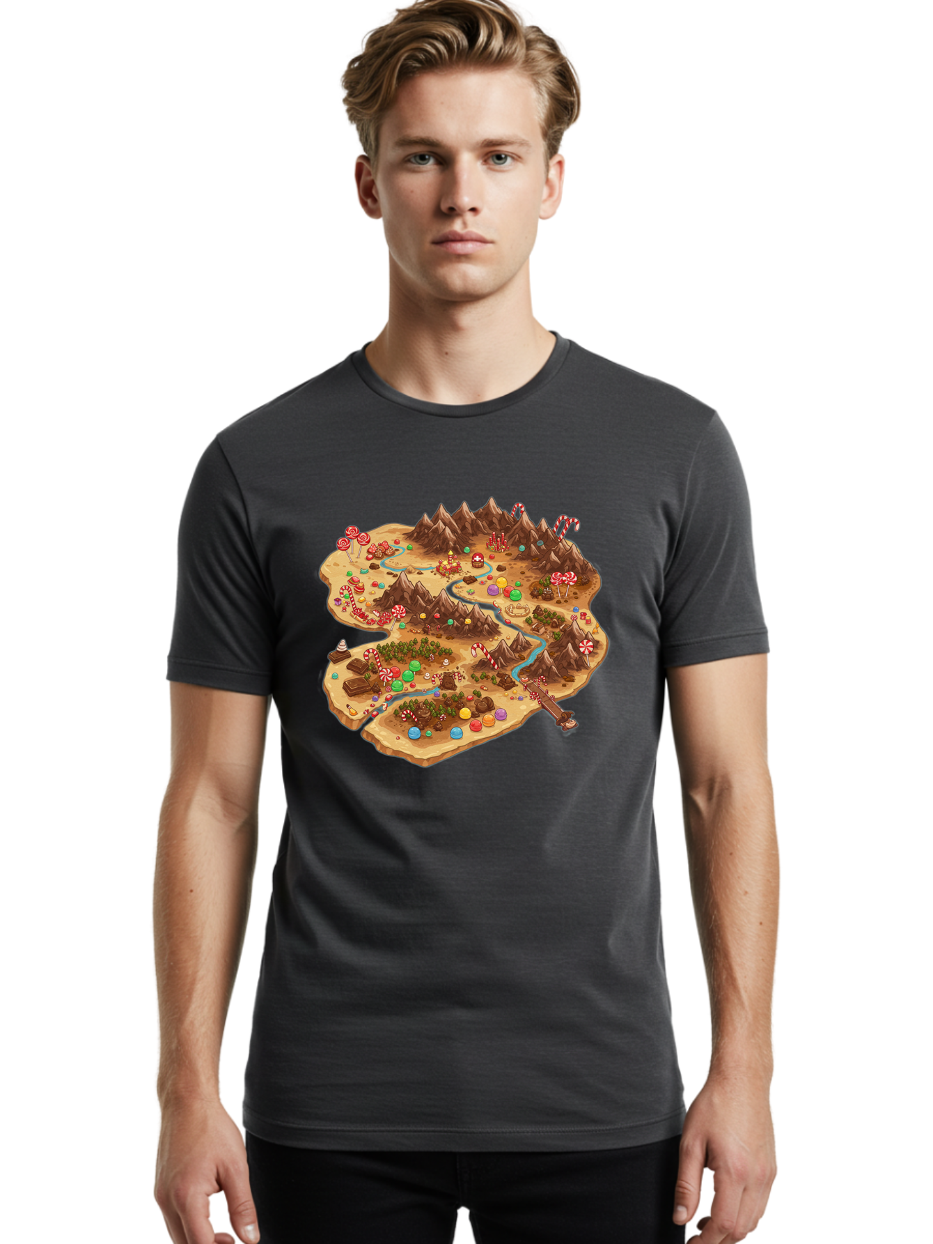 Candyland-Map Men'S Graphic Tee, 100% Cotton, Comfortable Casual Summer Wear, Machine Washable, Vintage Camera, Old Camera, Antique Camera, Black Camera, Classic Photography, Photography Equipment, Nostalgic Device, Film Camera, Camera Art Bae948