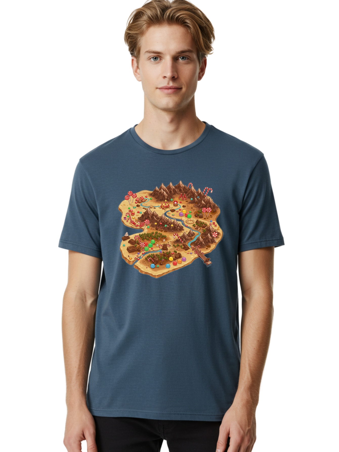 Candyland-Map Men'S Graphic Tee, 100% Cotton, Comfortable Casual Summer Wear, Machine Washable, Vintage Camera, Old Camera, Antique Camera, Black Camera, Classic Photography, Photography Equipment, Nostalgic Device, Film Camera, Camera Art Bae948