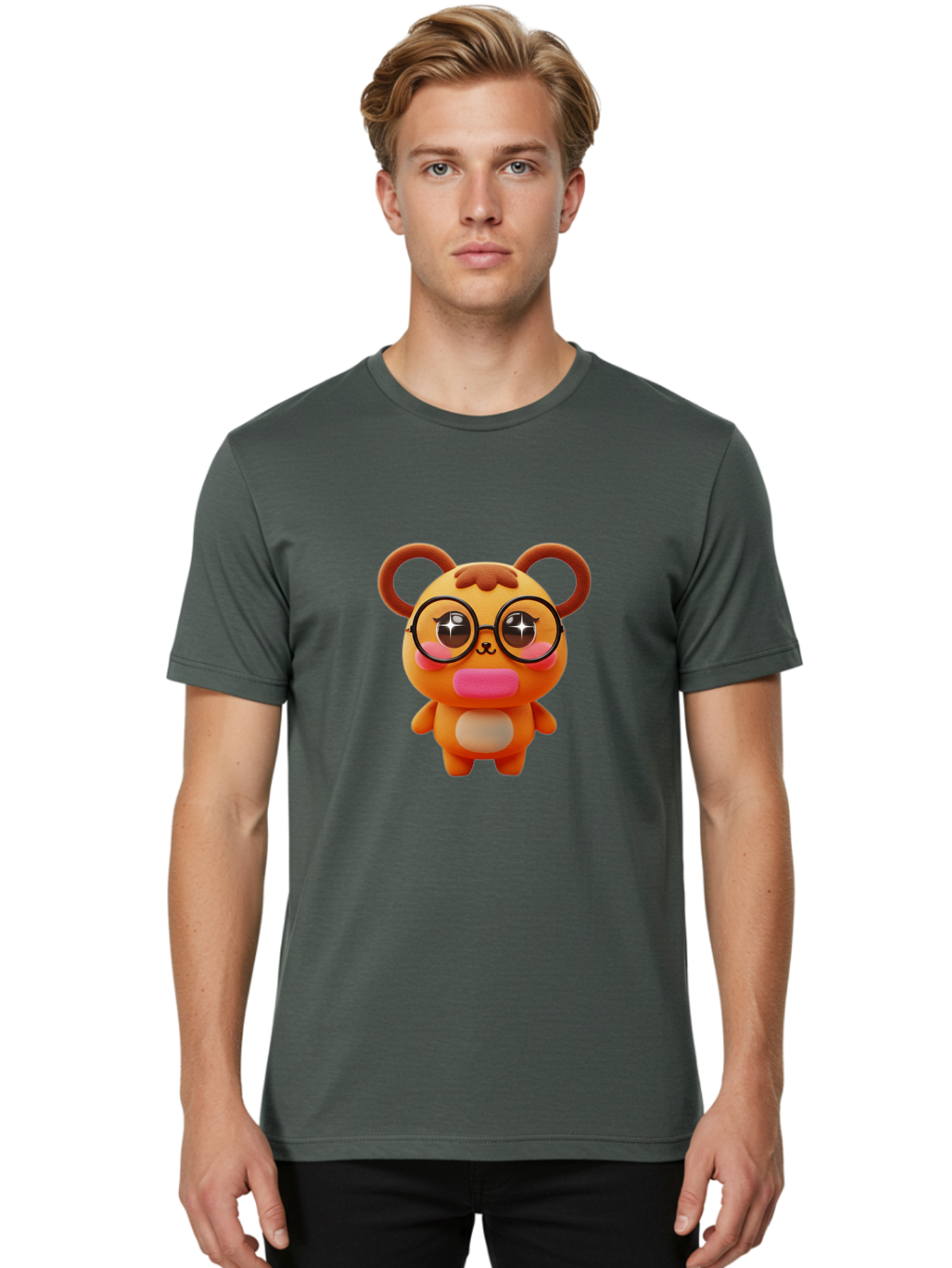 Cartoon-Bear Men'S Graphic Tee, 100% Cotton, Comfortable Casual Summer Wear, Machine Washable, Vintage Camera, Old Camera, Antique Camera, Black Camera, Classic Photography, Photography Equipment, Nostalgic Device, Film Camera, Camera Art Bae949