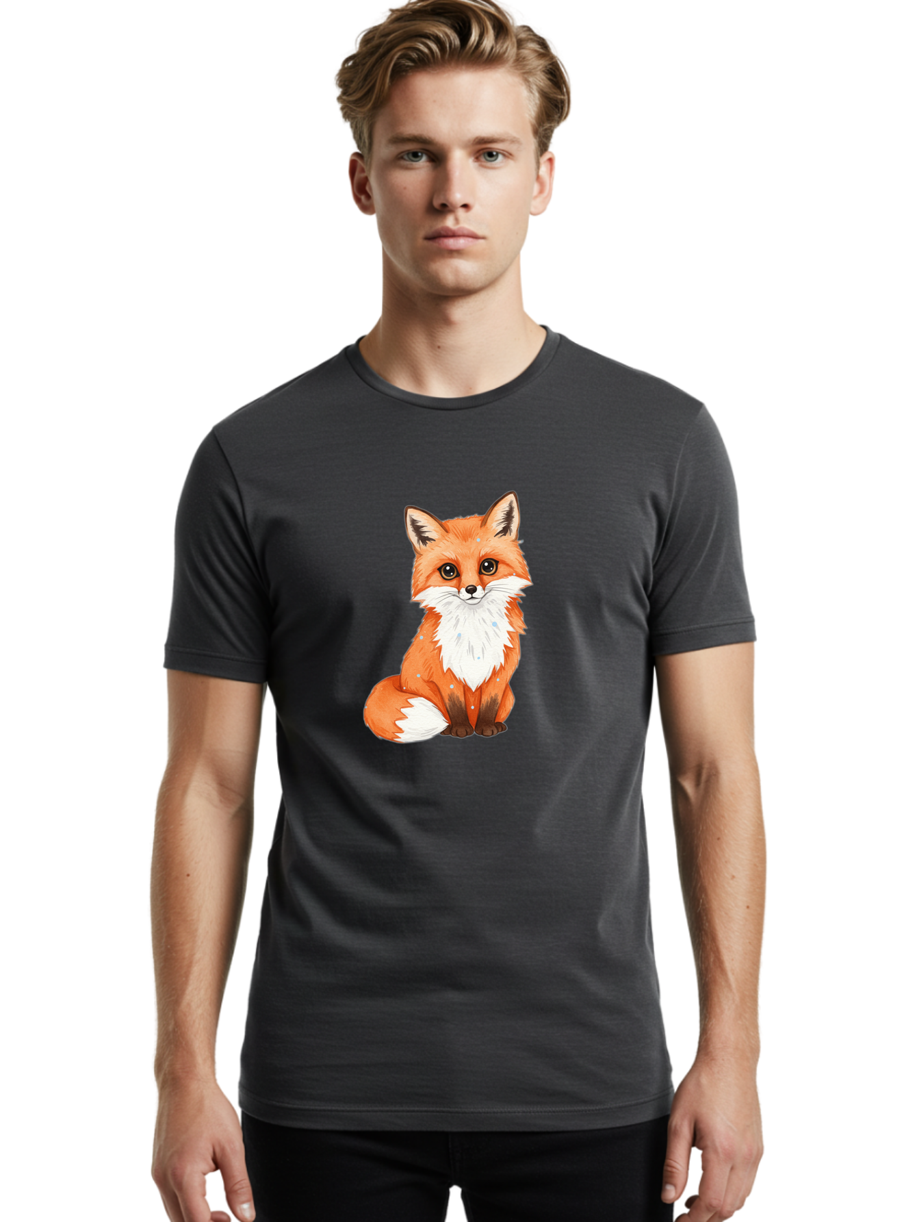 Cartoon-Fox-2 Men'S Graphic Tee, 100% Cotton, Comfortable Casual Summer Wear, Machine Washable, Vintage Camera, Old Camera, Antique Camera, Black Camera, Classic Photography, Photography Equipment, Nostalgic Device, Film Camera, Camera Art Bae951
