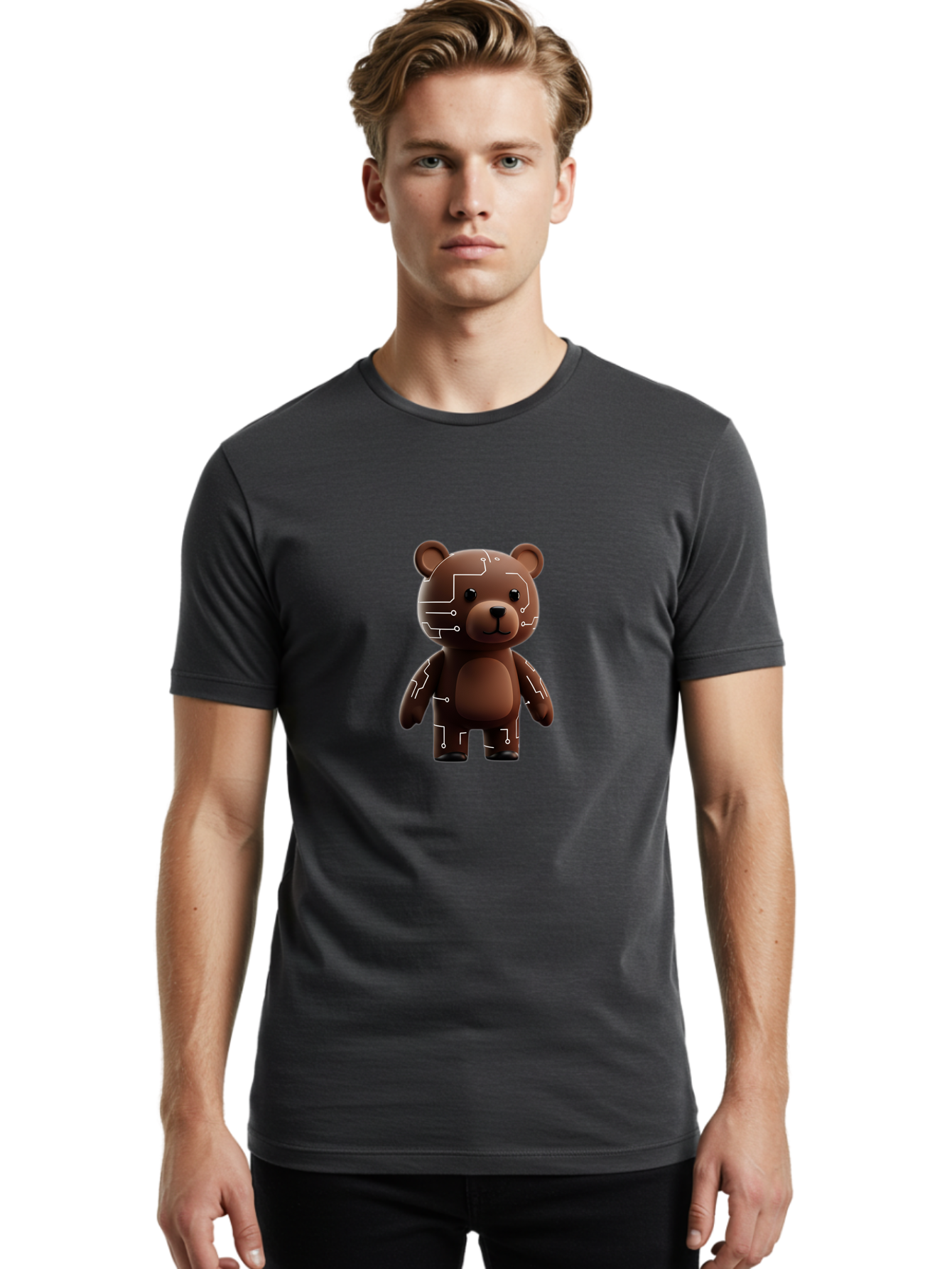 Circuit-Bear-1 Men'S Graphic Tee, 100% Cotton, Comfortable Casual Summer Wear, Machine Washable, Vintage Camera, Old Camera, Antique Camera, Black Camera, Classic Photography, Photography Equipment, Nostalgic Device, Film Camera, Camera Art Bae965