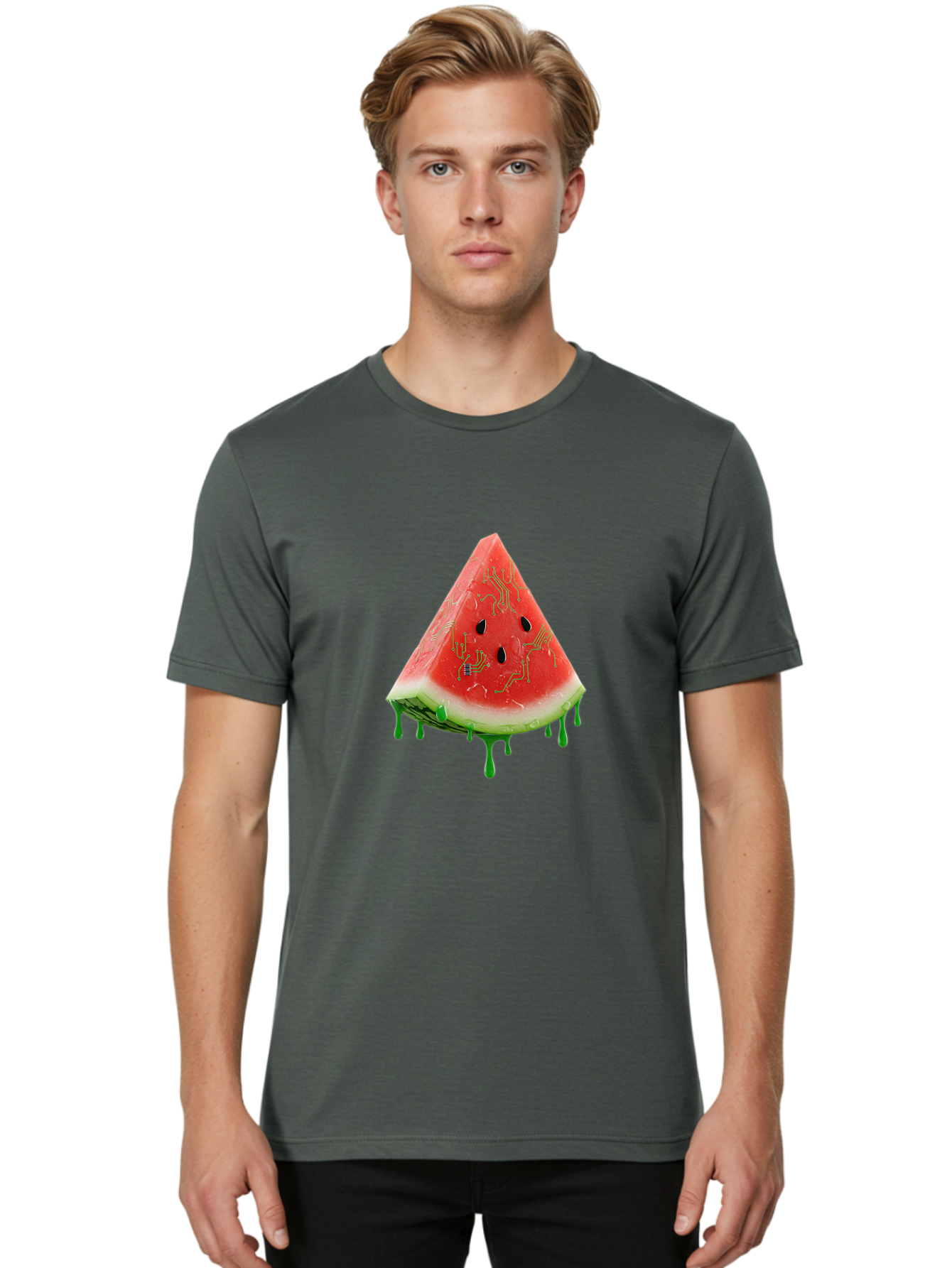Circuit-Watermelon-Slice Men'S Graphic Tee, 100% Cotton, Comfortable Casual Summer Wear, Machine Washable, Vintage Camera, Old Camera, Antique Camera, Black Camera, Classic Photography, Photography Equipment, Nostalgic Device, Film Camera, Bae968