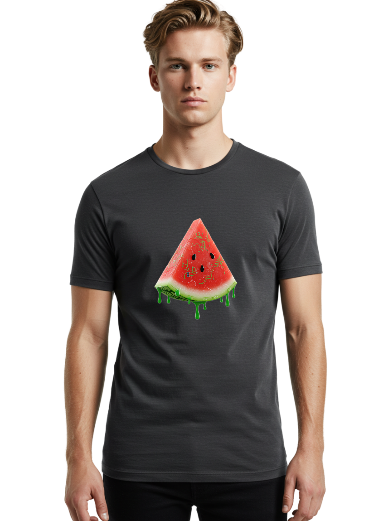Circuit-Watermelon-Slice Men'S Graphic Tee, 100% Cotton, Comfortable Casual Summer Wear, Machine Washable, Vintage Camera, Old Camera, Antique Camera, Black Camera, Classic Photography, Photography Equipment, Nostalgic Device, Film Camera, Bae968
