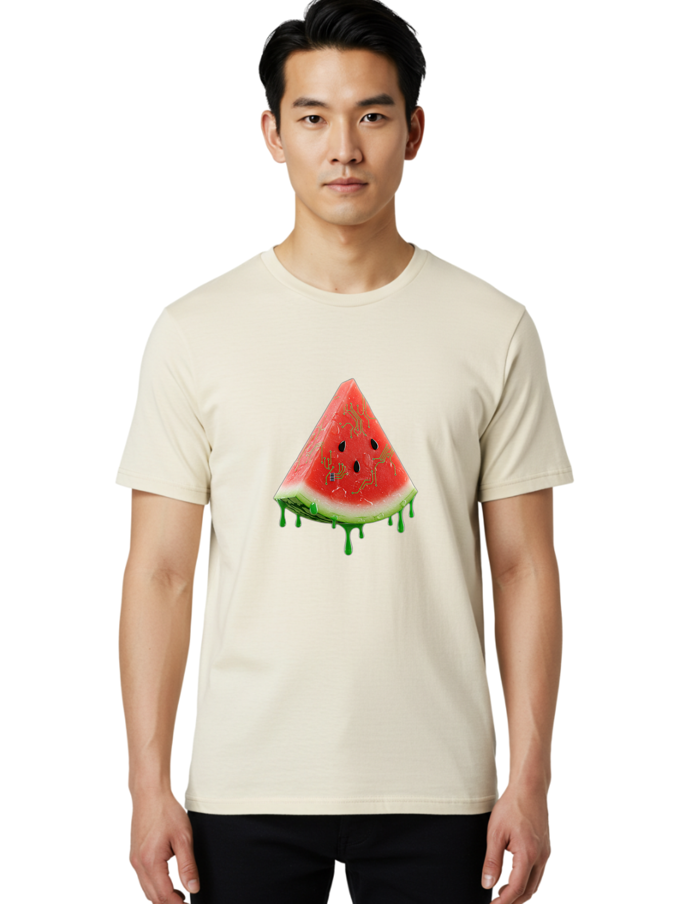 Circuit-Watermelon-Slice Men'S Graphic Tee, 100% Cotton, Comfortable Casual Summer Wear, Machine Washable, Vintage Camera, Old Camera, Antique Camera, Black Camera, Classic Photography, Photography Equipment, Nostalgic Device, Film Camera, Bae968