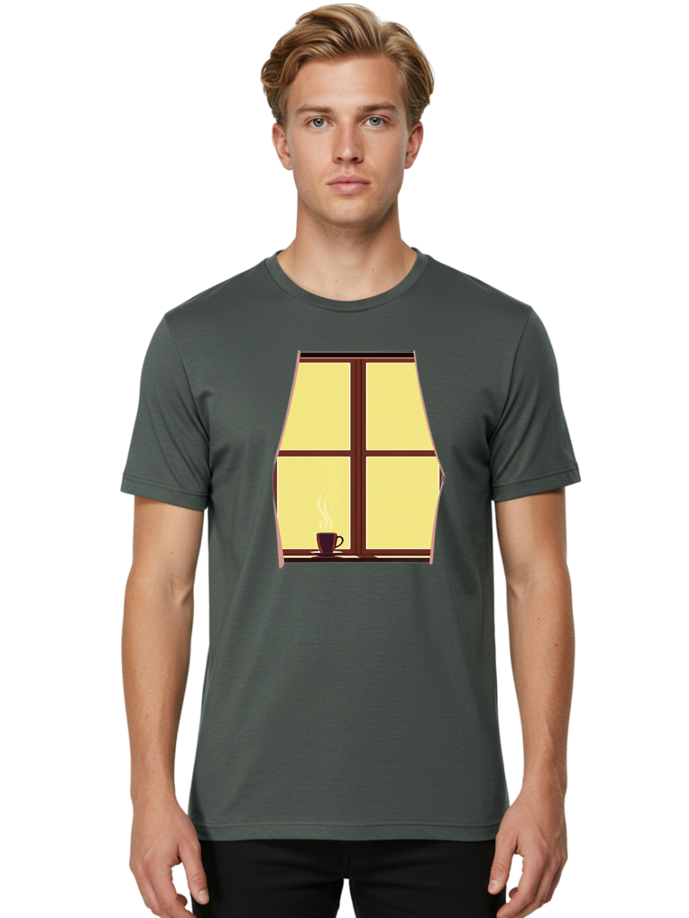 Coffee-By-Window Men'S Graphic Tee, 100% Cotton, Comfortable Casual Summer Wear, Machine Washable, Vintage Camera, Old Camera, Antique Camera, Black Camera, Classic Photography, Photography Equipment, Nostalgic Device, Film Camera, Camera Art Bae975