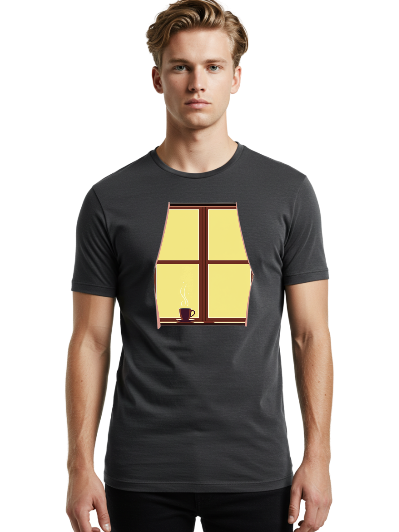 Coffee-By-Window Men'S Graphic Tee, 100% Cotton, Comfortable Casual Summer Wear, Machine Washable, Vintage Camera, Old Camera, Antique Camera, Black Camera, Classic Photography, Photography Equipment, Nostalgic Device, Film Camera, Camera Art Bae975