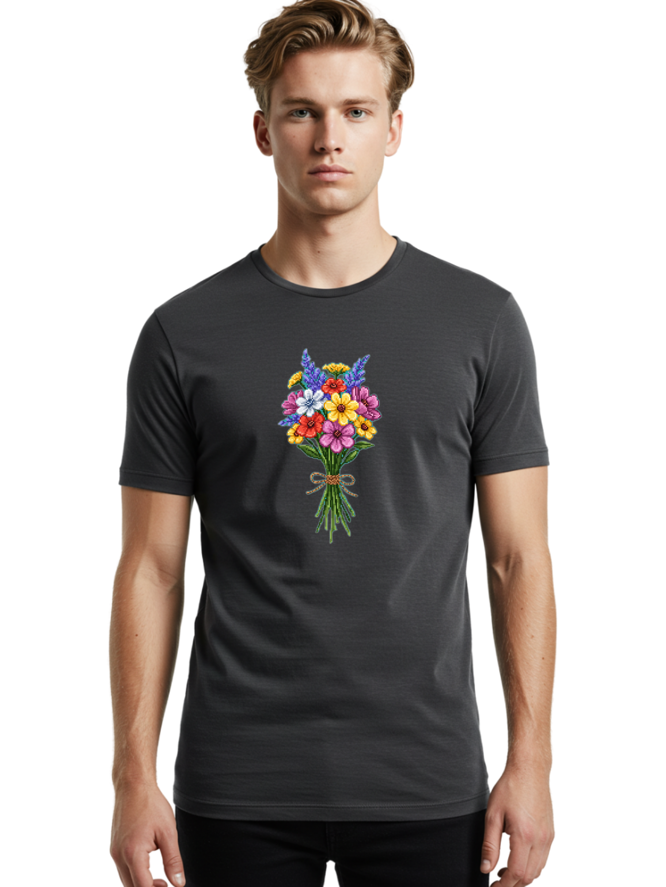 Colorful-Flower-Bouquet-1 Men'S Graphic Tee, 100% Cotton, Comfortable Casual Summer Wear, Machine Washable, Vintage Camera, Old Camera, Antique Camera, Black Camera, Classic Photography, Photography Equipment, Nostalgic Device, Film Camera, Bae977