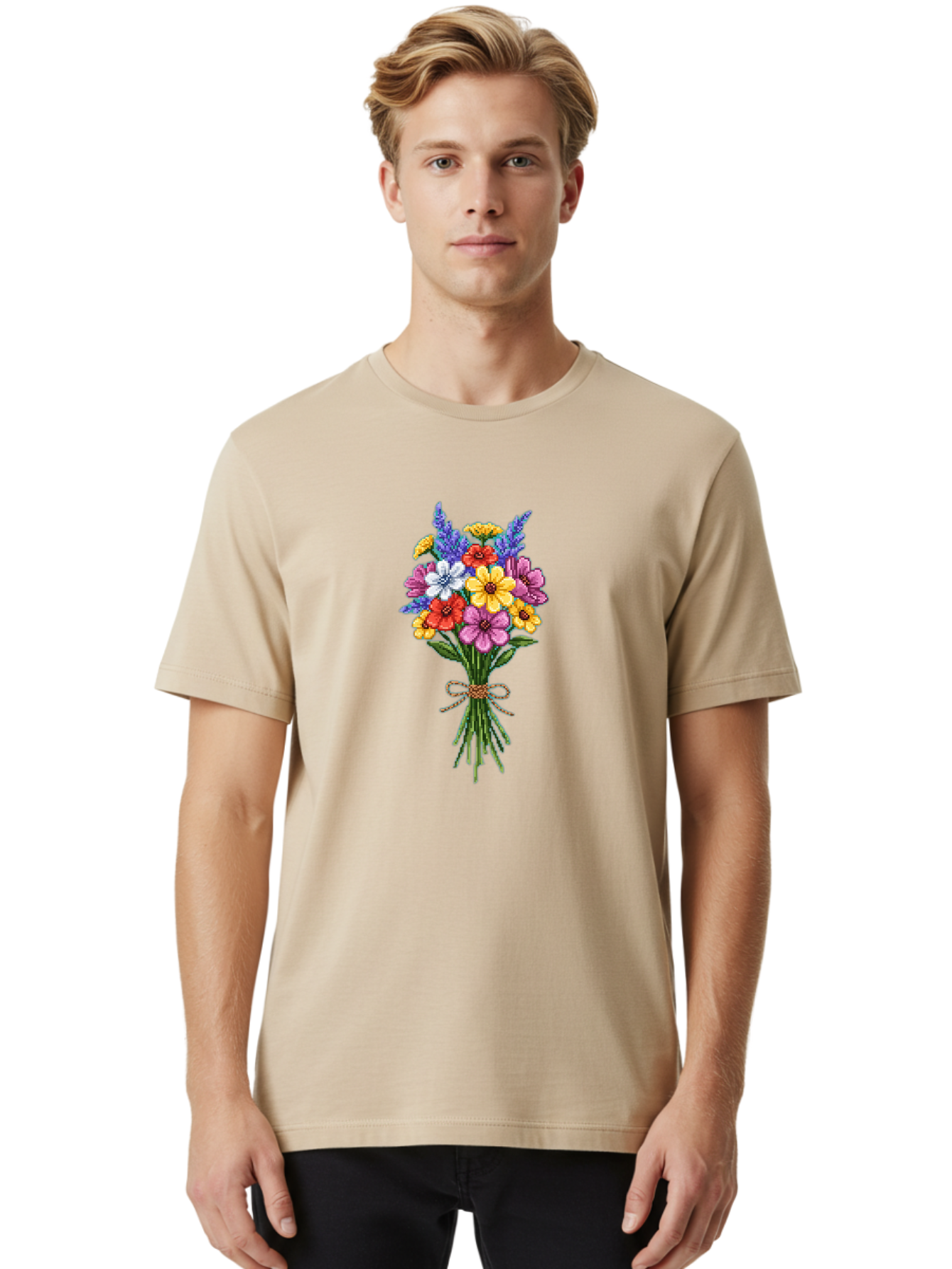 Colorful-Flower-Bouquet-1 Men'S Graphic Tee, 100% Cotton, Comfortable Casual Summer Wear, Machine Washable, Vintage Camera, Old Camera, Antique Camera, Black Camera, Classic Photography, Photography Equipment, Nostalgic Device, Film Camera, Bae977