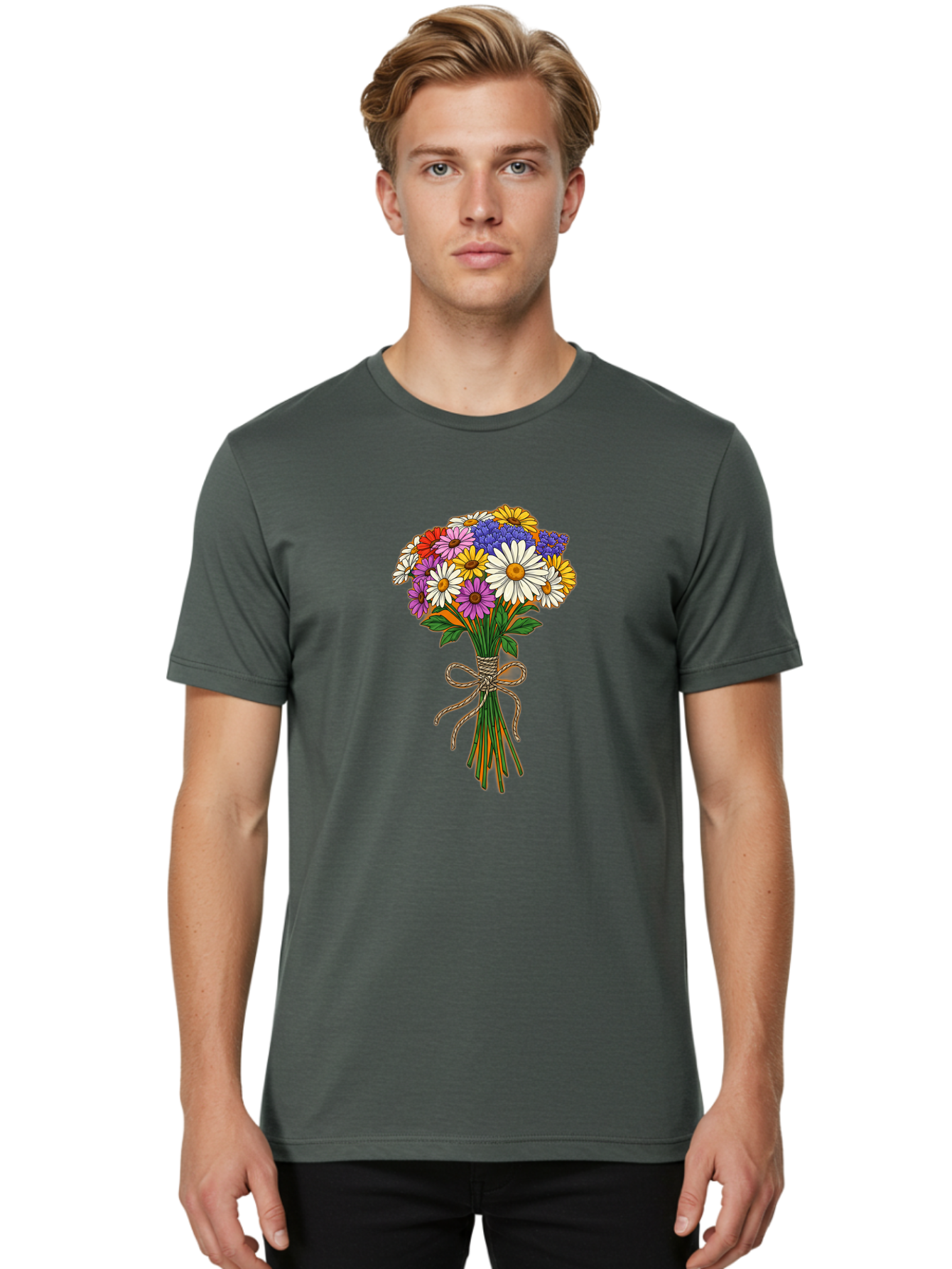Colorful-Flower-Bouquet-2 Men'S Graphic Tee, 100% Cotton, Comfortable Casual Summer Wear, Machine Washable, Vintage Camera, Old Camera, Antique Camera, Black Camera, Classic Photography, Photography Equipment, Nostalgic Device, Film Camera, Bae978