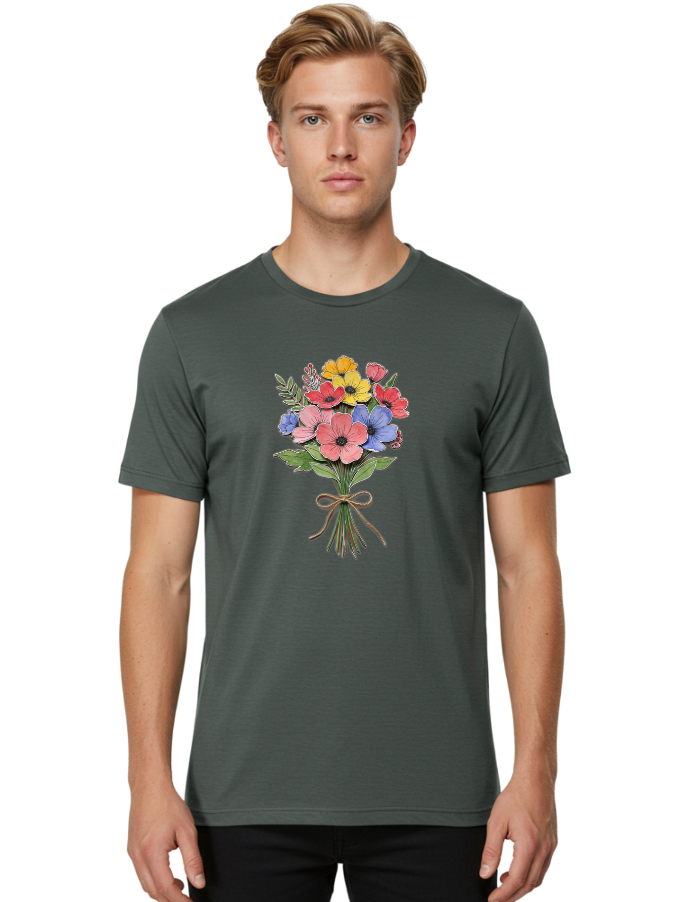 Colorful-Flower-Bouquet Men'S Graphic Tee, 100% Cotton, Comfortable Casual Summer Wear, Machine Washable, Vintage Camera, Old Camera, Antique Camera, Black Camera, Classic Photography, Photography Equipment, Nostalgic Device, Film Camera, Bae979