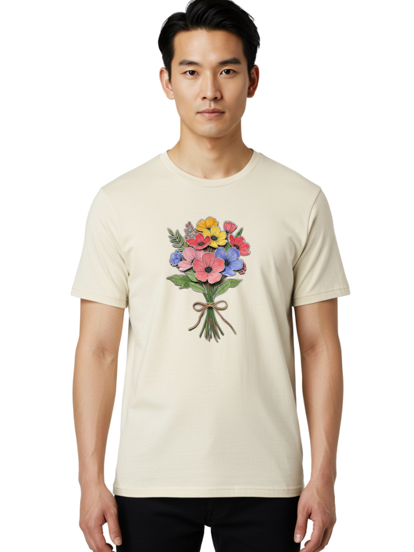 Colorful-Flower-Bouquet Men'S Graphic Tee, 100% Cotton, Comfortable Casual Summer Wear, Machine Washable, Vintage Camera, Old Camera, Antique Camera, Black Camera, Classic Photography, Photography Equipment, Nostalgic Device, Film Camera, Bae979