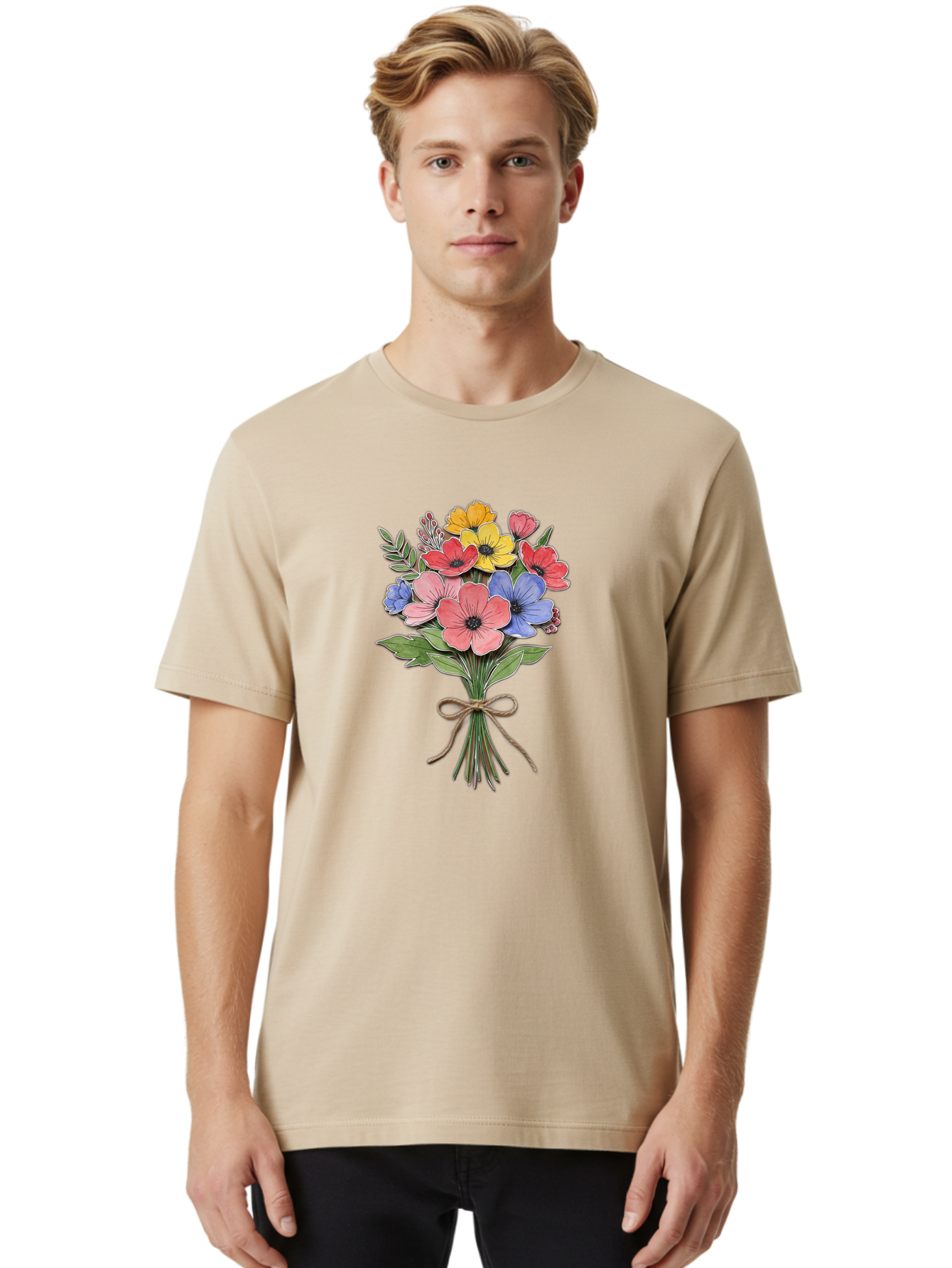 Colorful-Flower-Bouquet Men'S Graphic Tee, 100% Cotton, Comfortable Casual Summer Wear, Machine Washable, Vintage Camera, Old Camera, Antique Camera, Black Camera, Classic Photography, Photography Equipment, Nostalgic Device, Film Camera, Bae979
