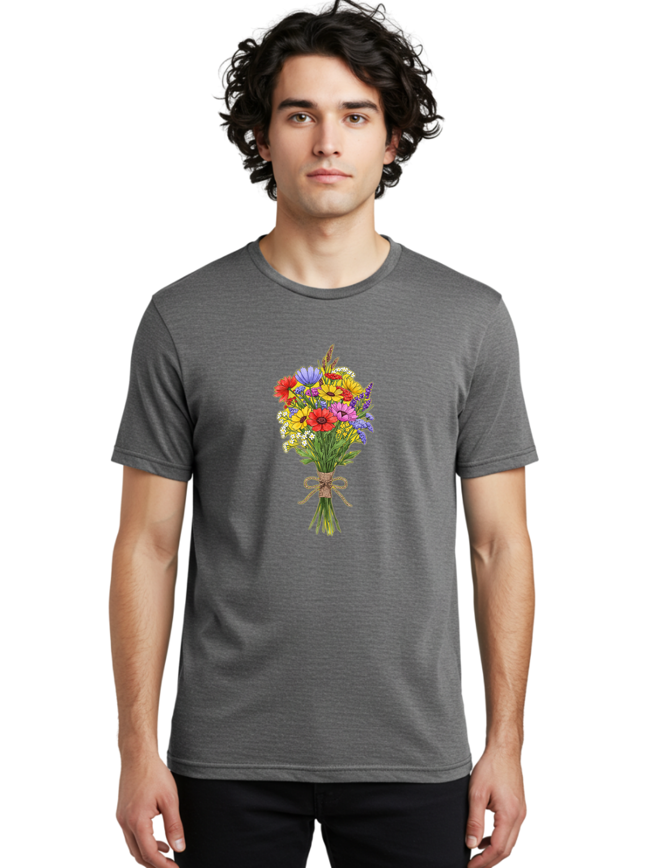 Colorful-Wildflower-Bouquet Men'S Graphic Tee, 100% Cotton, Comfortable Casual Summer Wear, Machine Washable, Vintage Camera, Old Camera, Antique Camera, Black Camera, Classic Photography, Photography Equipment, Nostalgic Device, Film Camera, Bae980