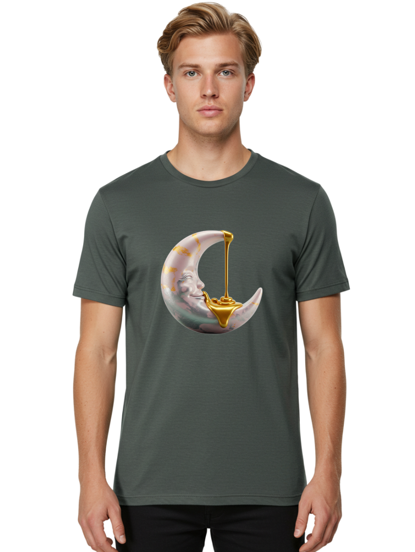 Crescent-Moon-Pouring-Oil Men'S Graphic Tee, 100% Cotton, Comfortable Casual Summer Wear, Machine Washable, Vintage Camera, Old Camera, Antique Camera, Black Camera, Classic Photography, Photography Equipment, Nostalgic Device, Film Camera, Bae988